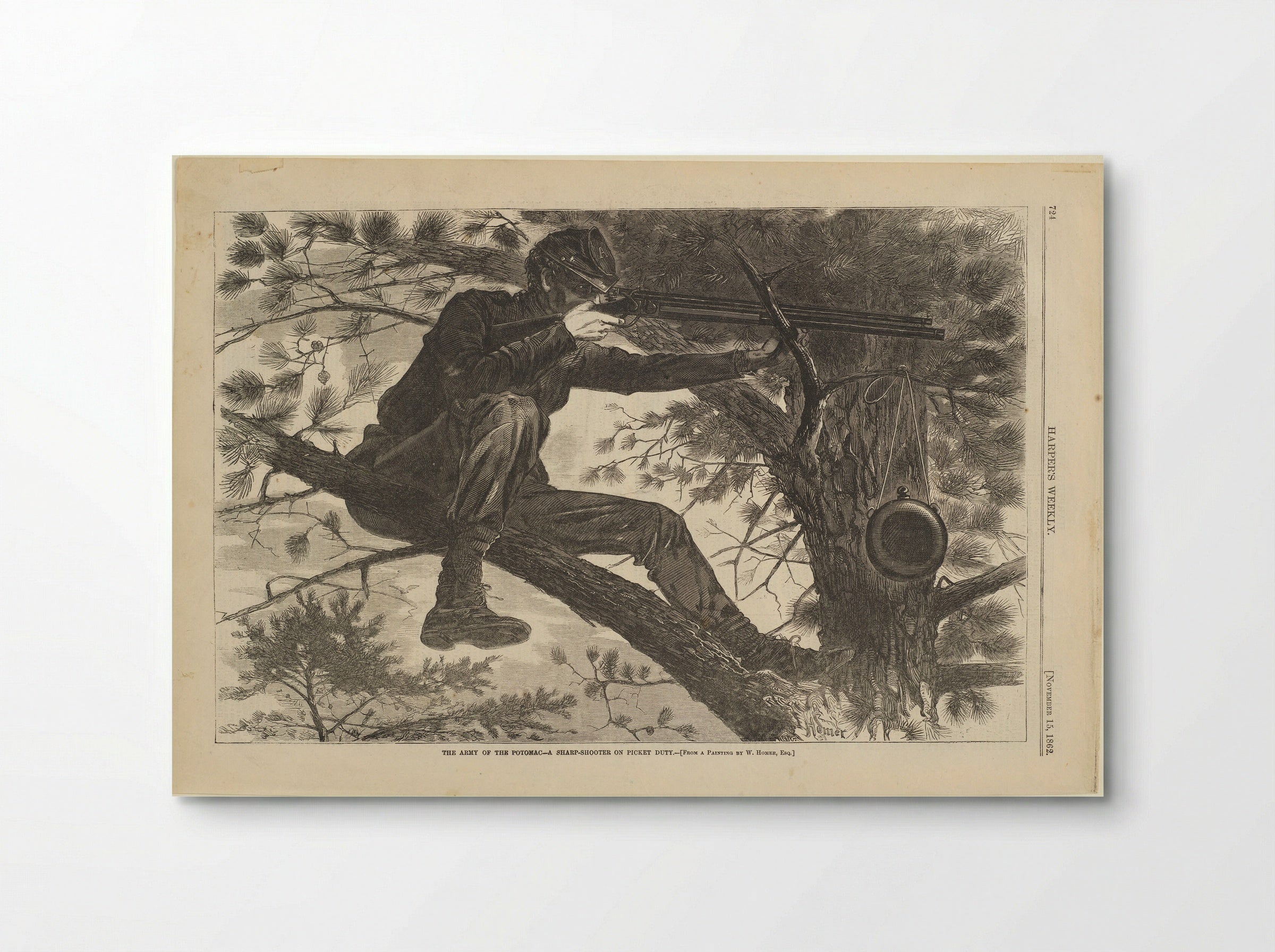 The Army of the Potomac - A Sharp-Shooter on Picket Duty - Winslow Homer - Poster