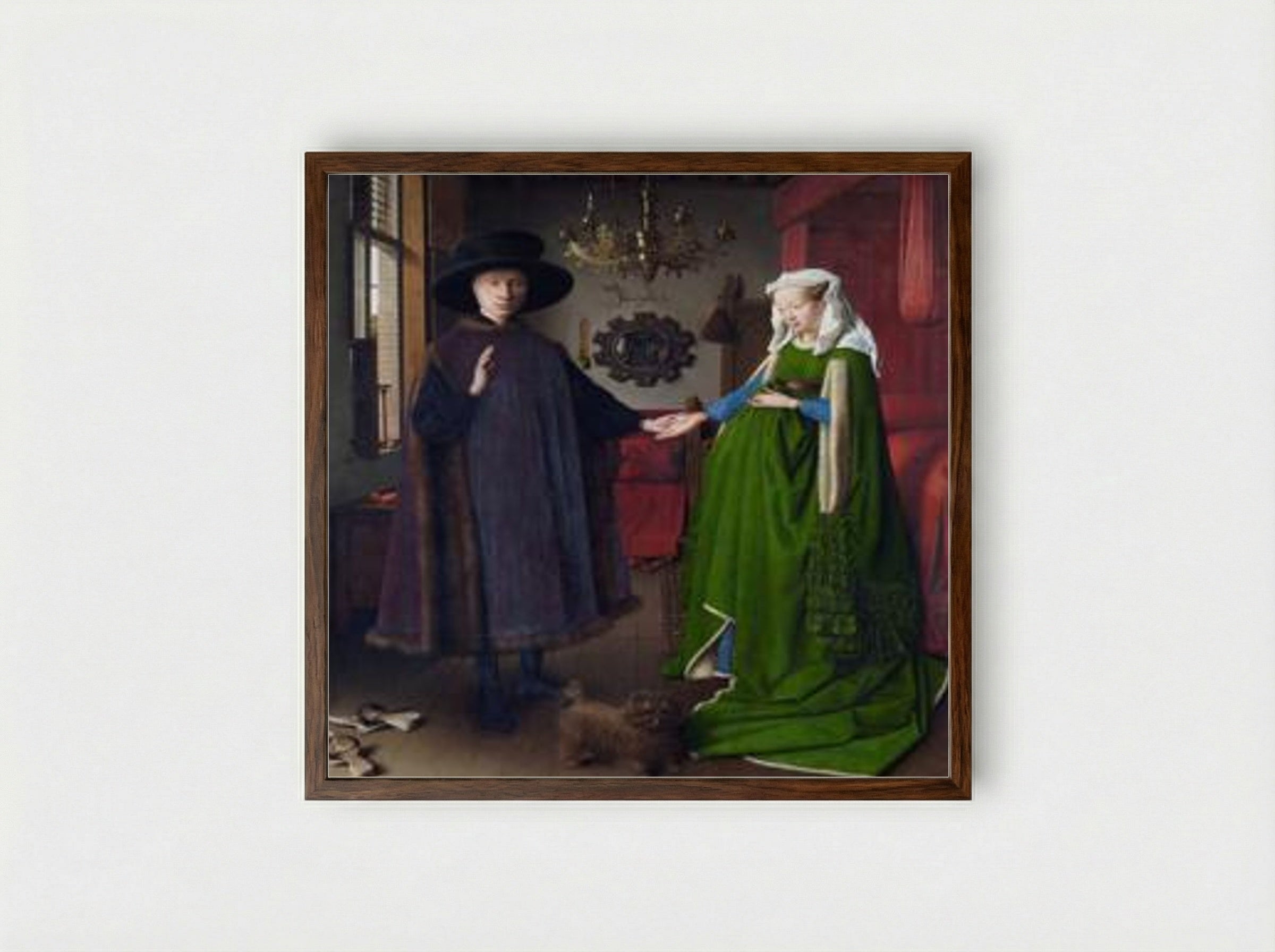 The Arnolfini Portrait - Jan van Eyck - Framed Print Dark Wood