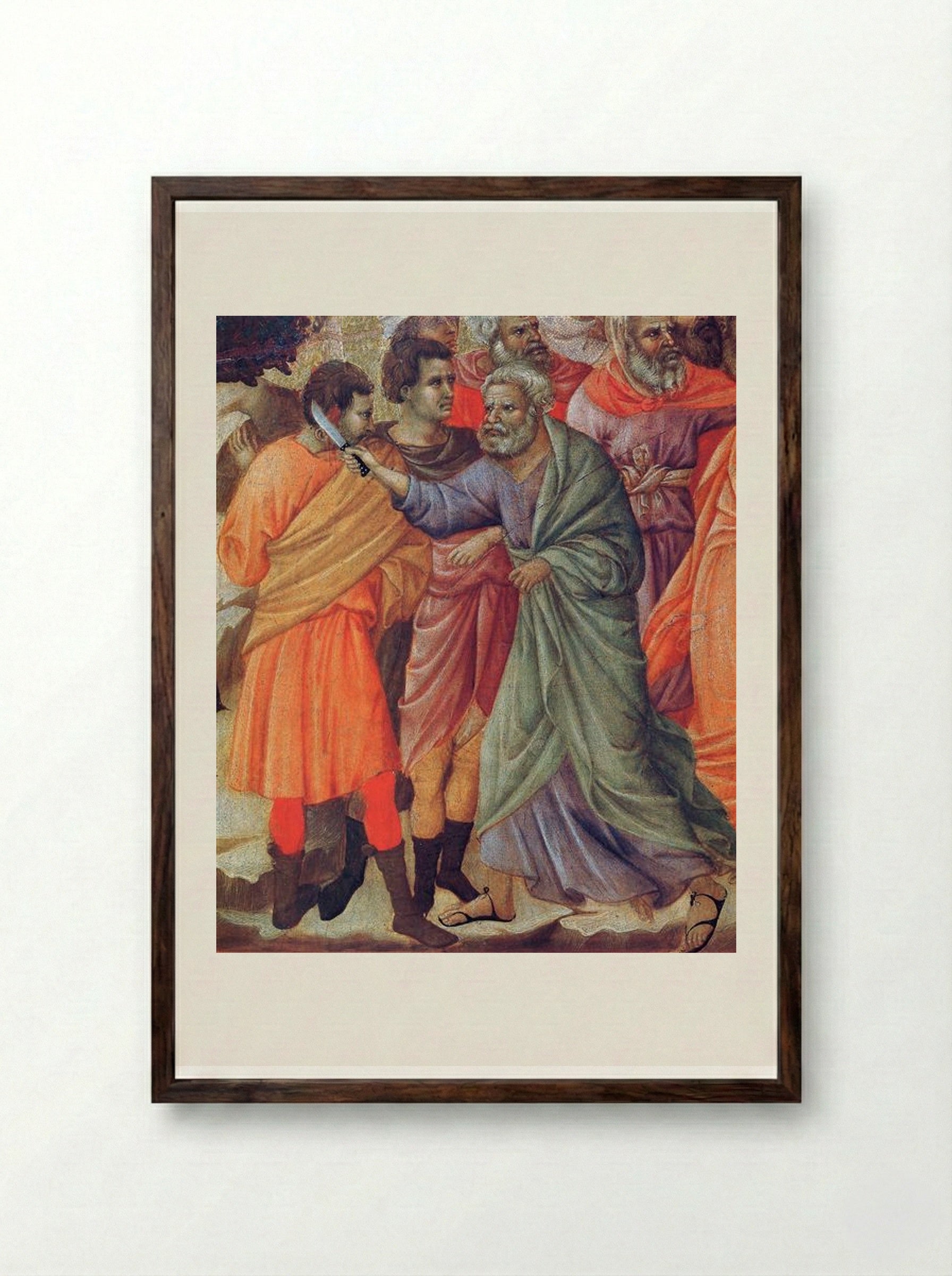 The Arrest of Christ - Duccio di Buoninsegna - Framed Print Dark Wood