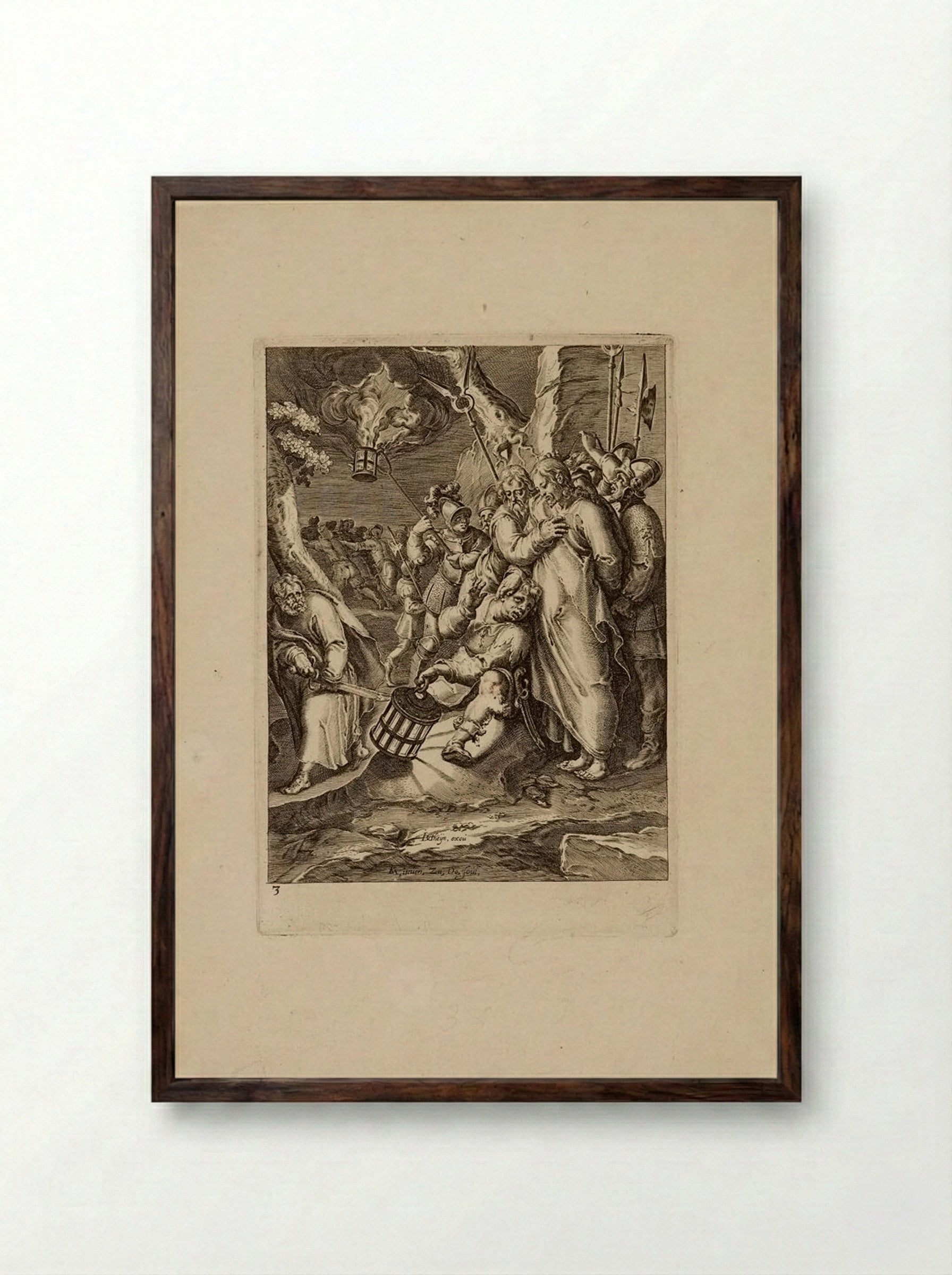 The Arrest of Christ - Zacharias Dolendo - Framed Print Dark Wood