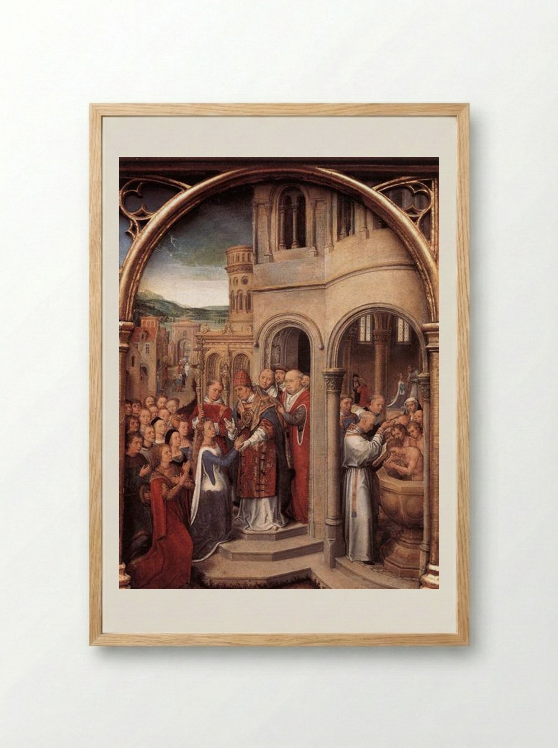 The Arrival of St. Ursula and her Companions in Rome - Hans Memling - Framed Print Wood
