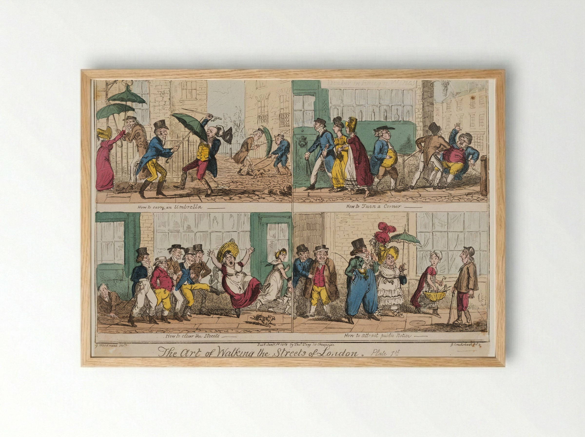 The Art of Walking the Streets of London - George Cruikshank - Framed Print Wood