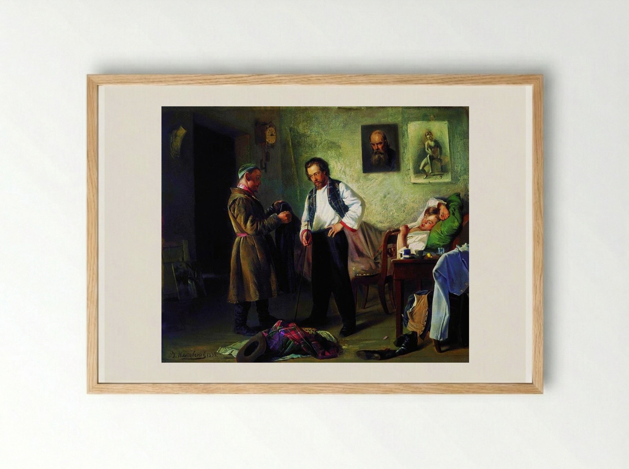 The Artist Selling Old Things to a Tatar - Vladimir Makovsky - Framed Print Wood