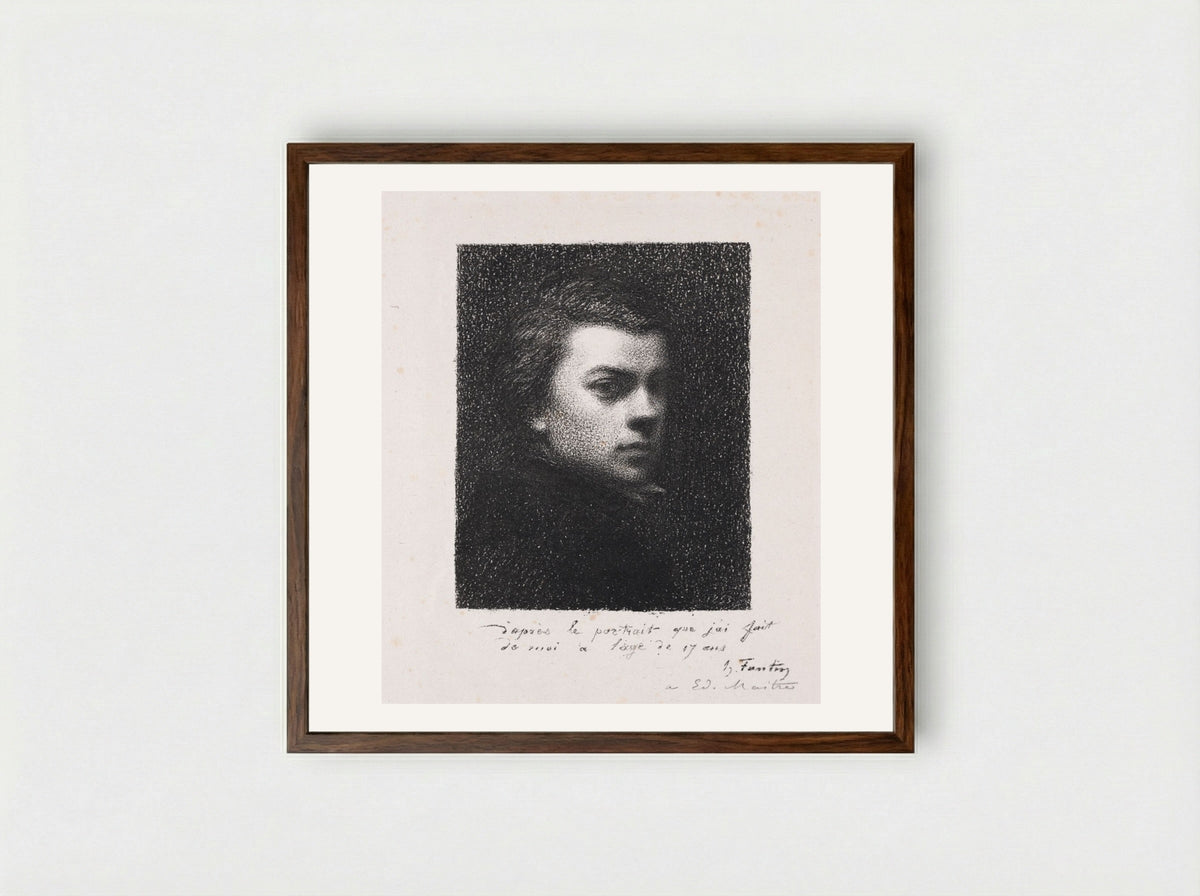 The Artist at 17 Years - Henri Fantin-Latour - Framed Print Dark Wood
