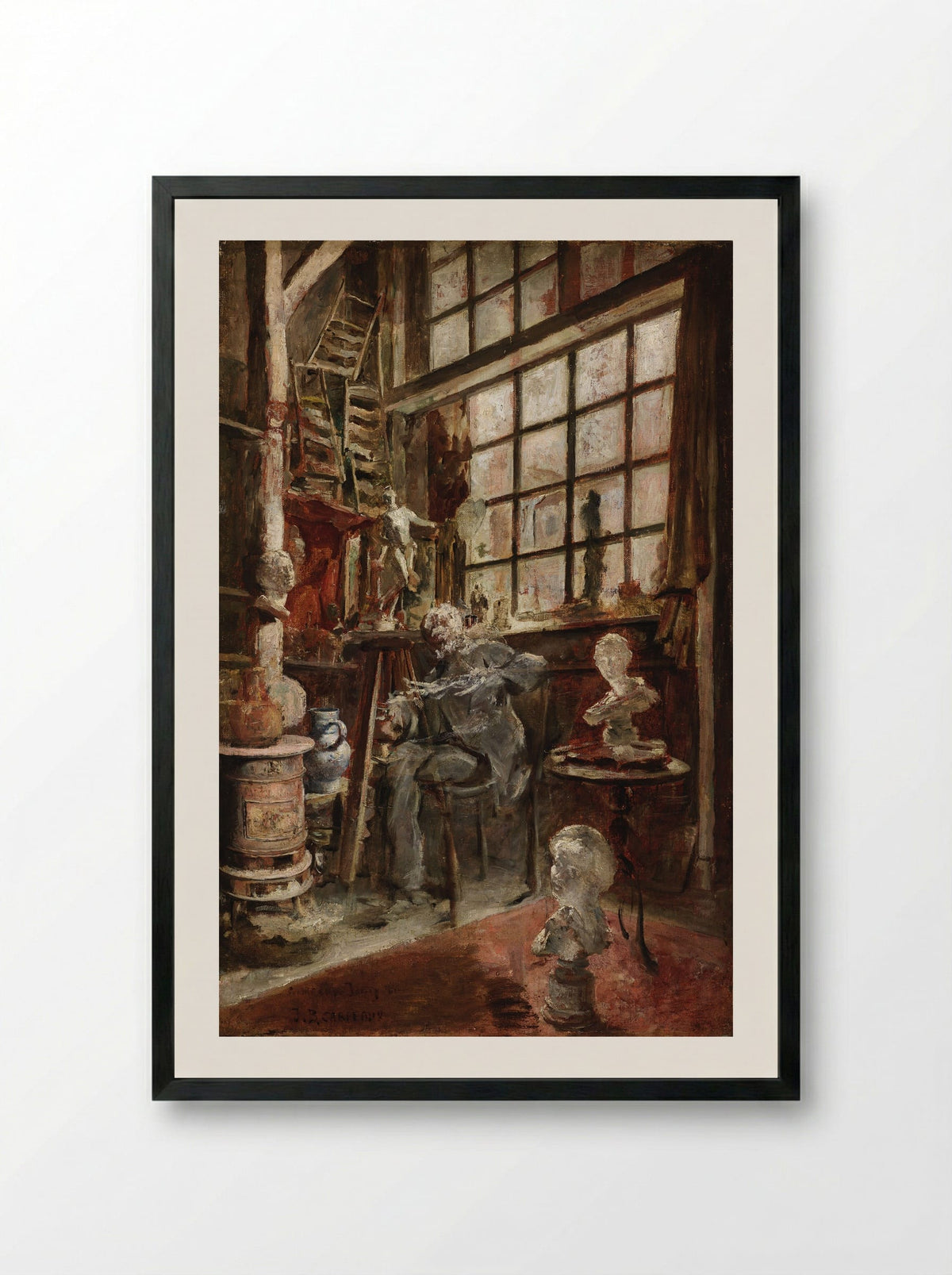 The Artist in his Studio - Jean-Baptiste Carpeaux - Framed Print Black