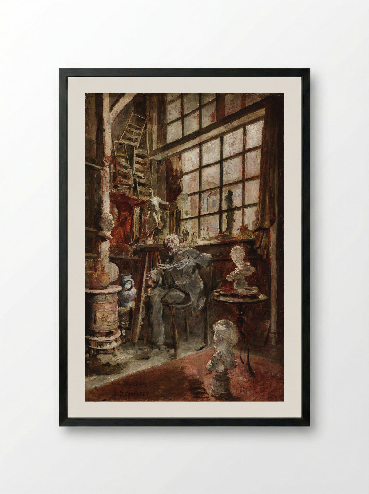 The Artist in his Studio - Jean-Baptiste Carpeaux - Framed Print Black