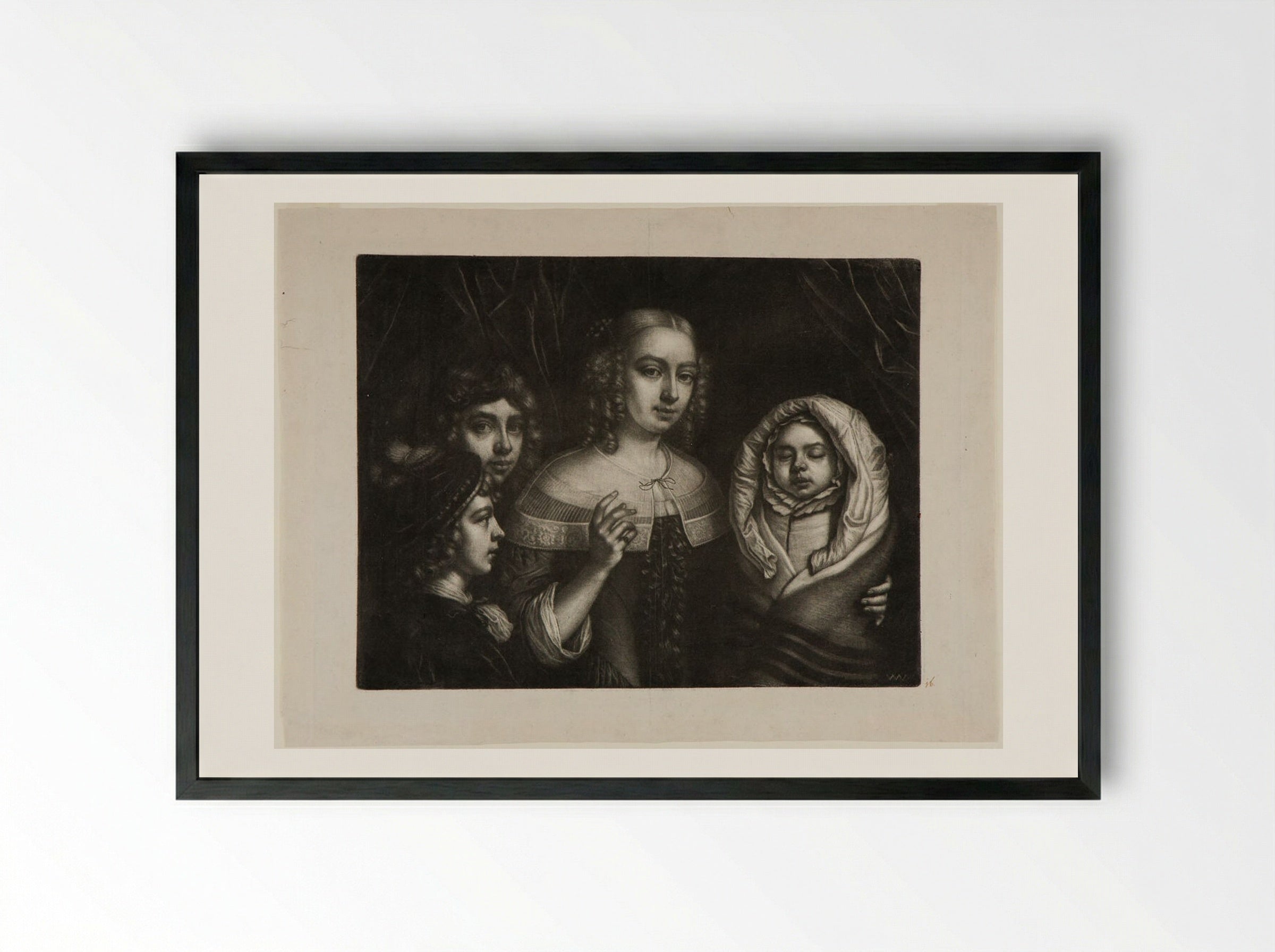 The Artist's Family - Wallerant Vaillant - Framed Print Black