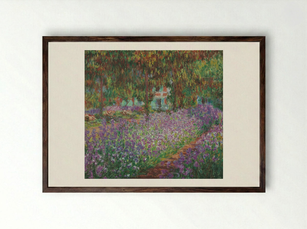 The Artist's Garden at Giverny - Claude Monet - Framed Print Dark Wood