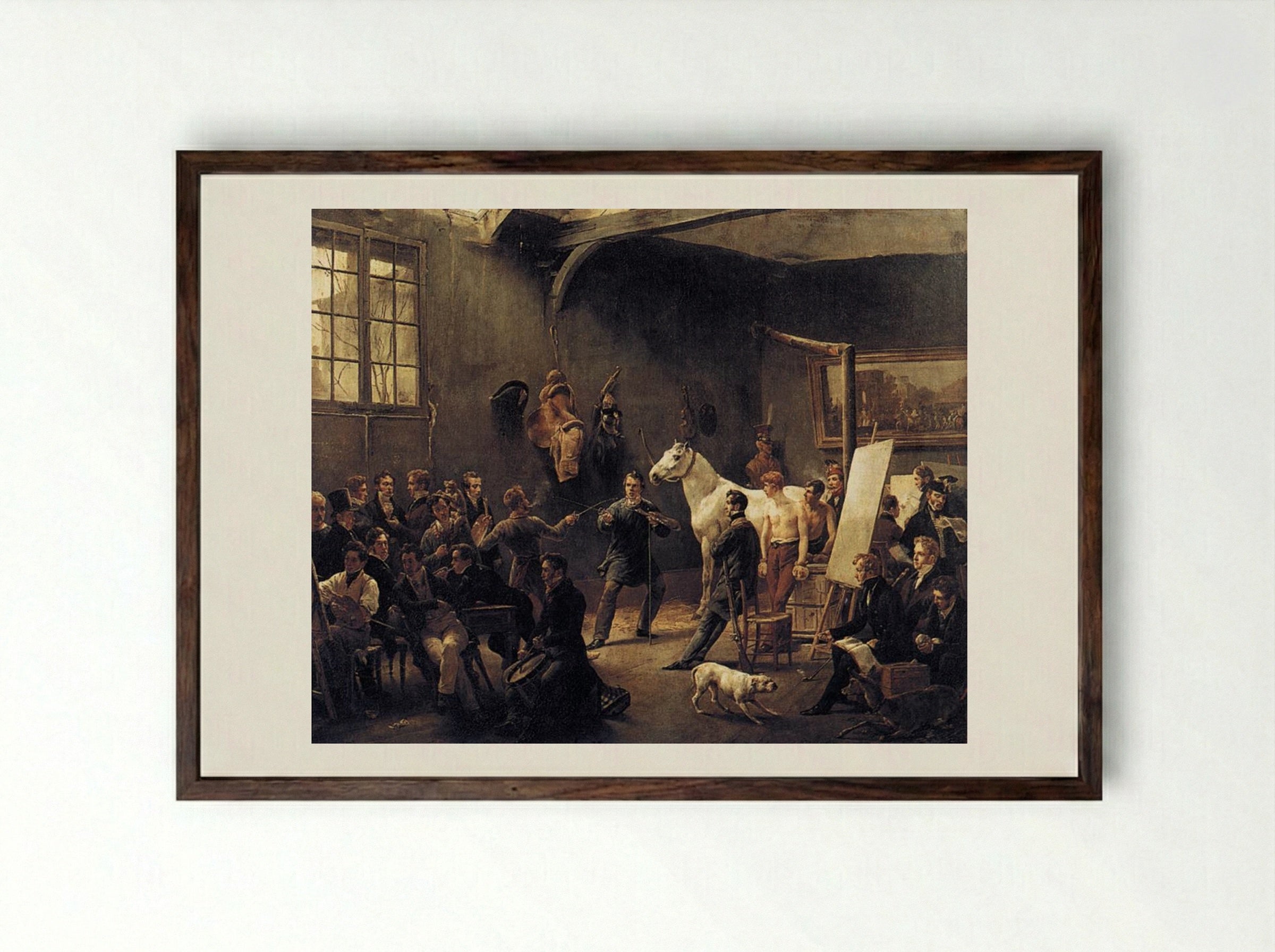 The Artist's Studio - Horace Vernet - Framed Print Dark Wood