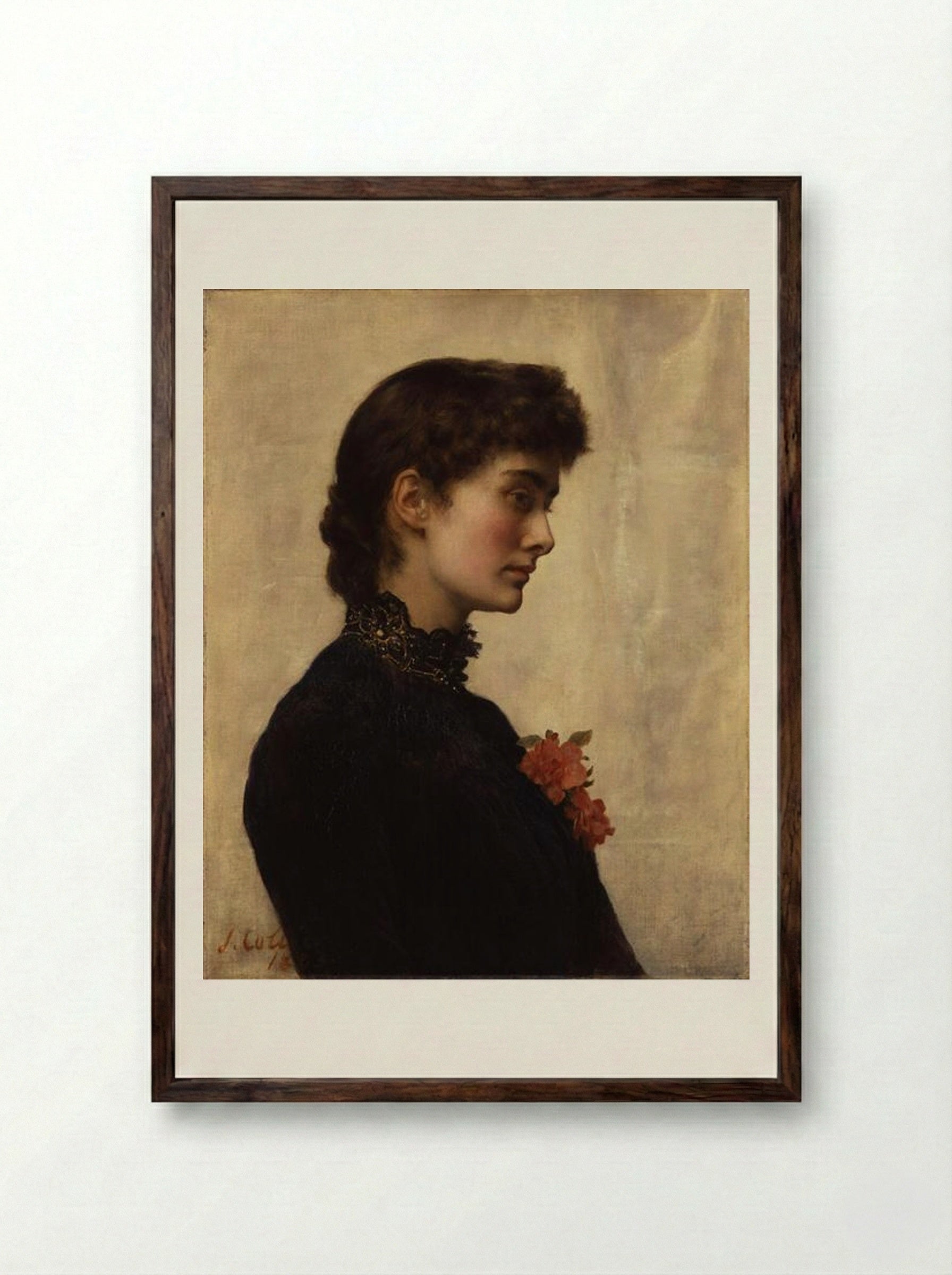 The Artist's Wife, Marion Collier (née Huxley) - John Collier - Framed Print Dark Wood