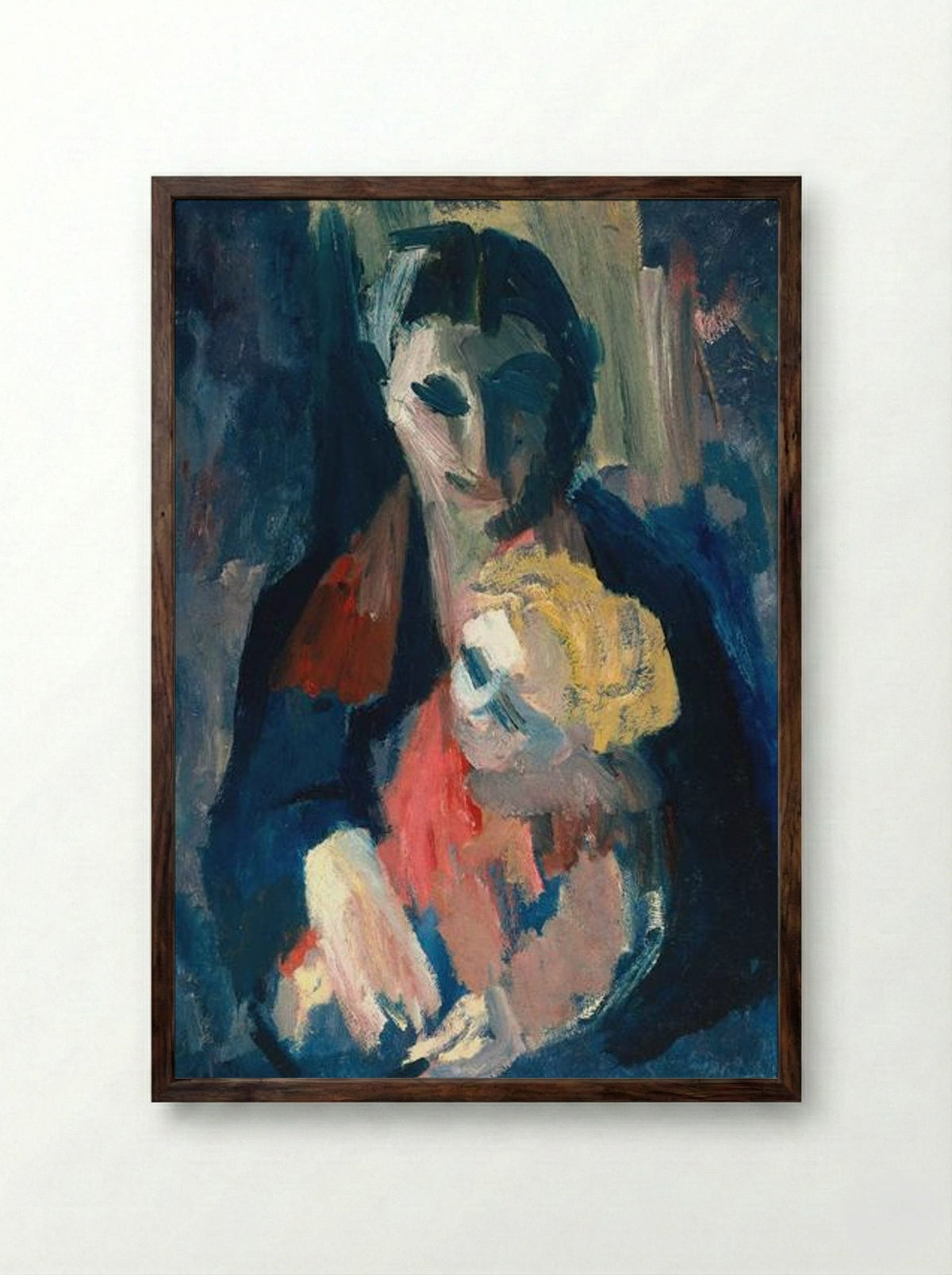 The Artist's Wife and Baby - David Bomberg - Framed Print Dark Wood