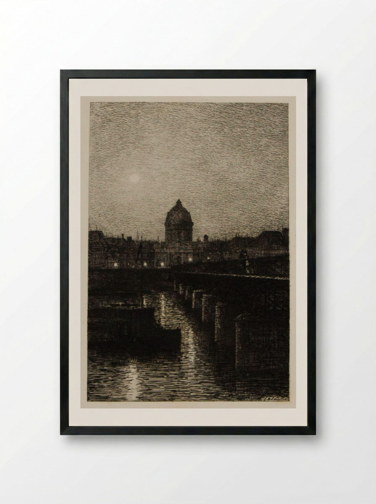The Arts Bridge and the Institute - Maxime Lalanne - Framed Print Black