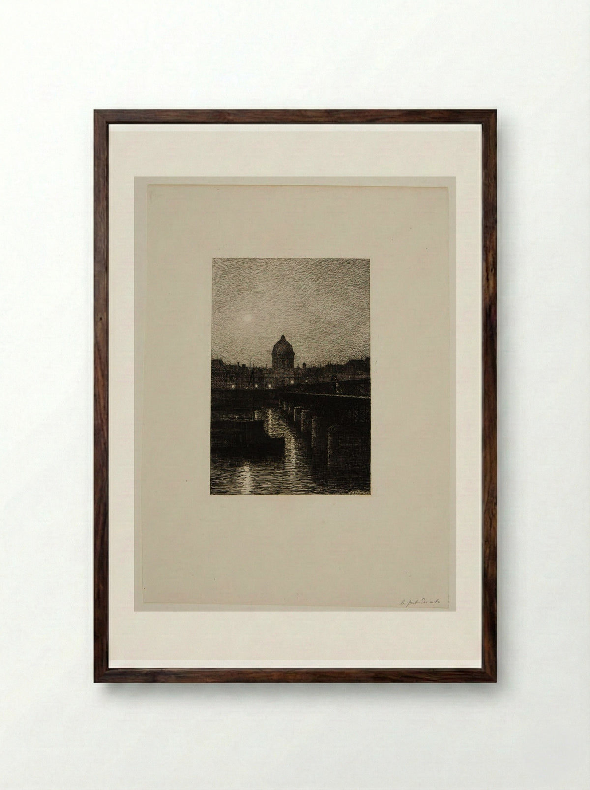 The Arts Bridge and the Institute - Maxime Lalanne - Framed Print Dark Wood