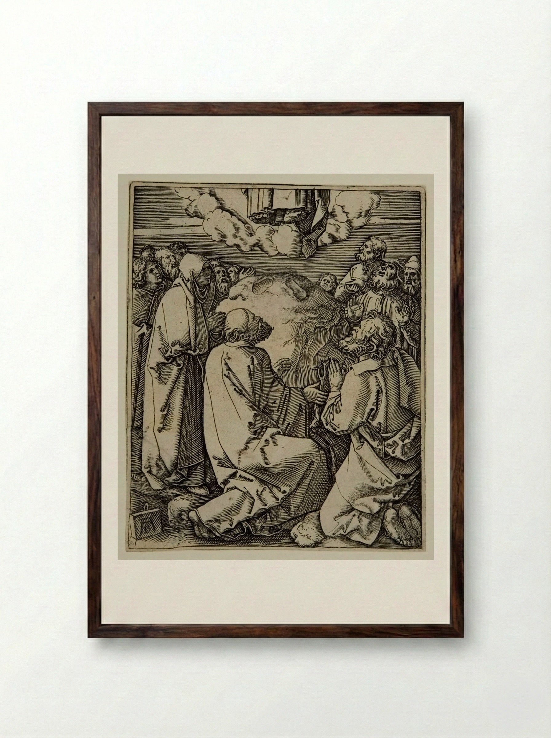 The Ascension of Christ - Marcantonio Raimondi - Framed Print Dark Wood