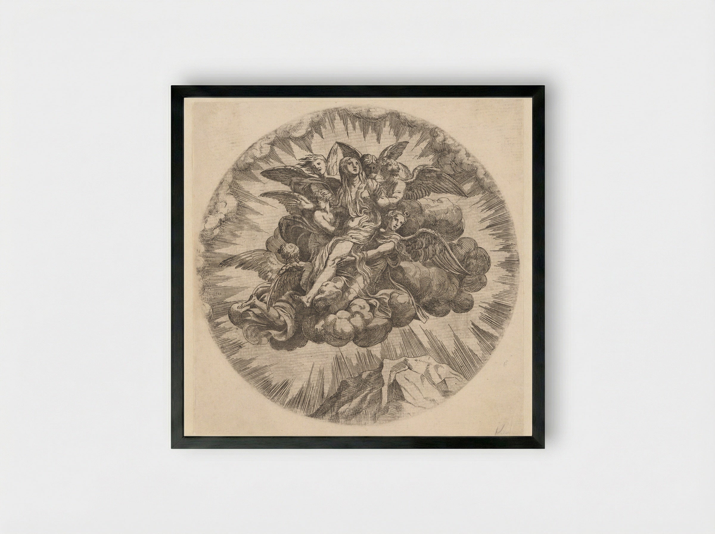 The Assumption of Mary Magdalene - Jean Mignon - Framed Print Black
