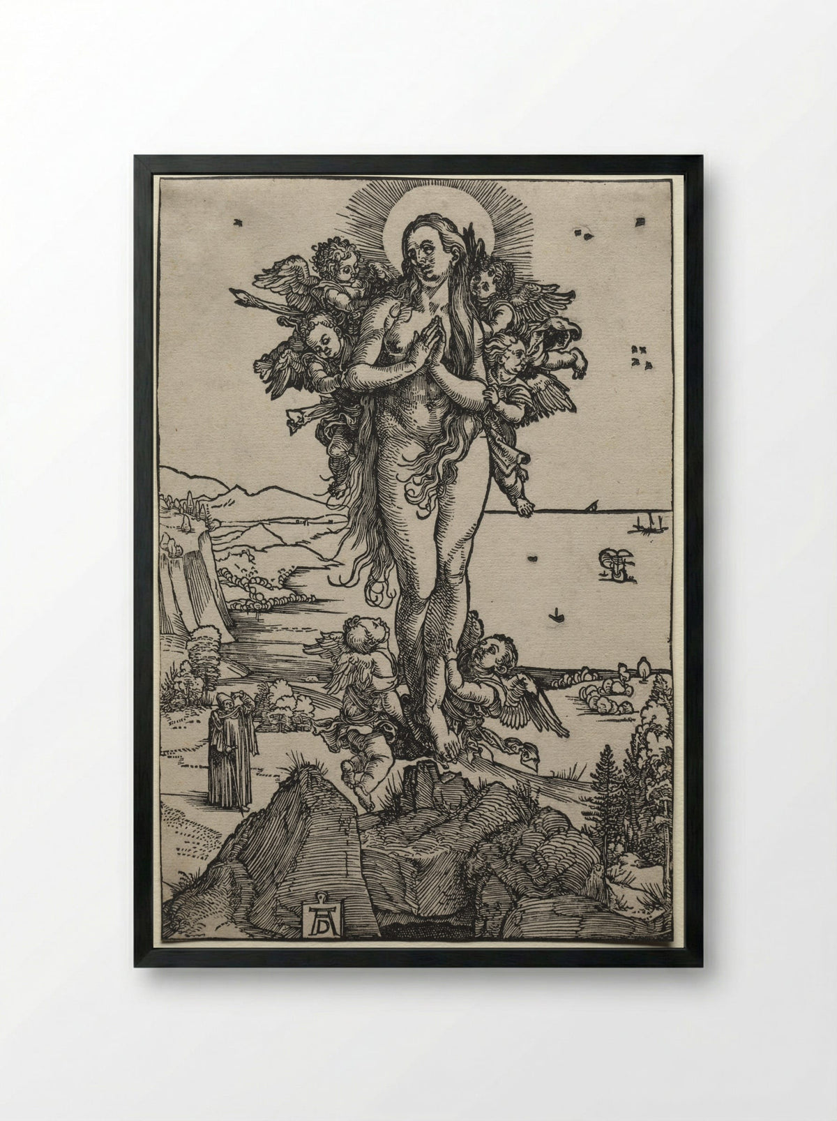 The Assumption of Mary Magdalene - Albrecht Dürer - Framed Print Black
