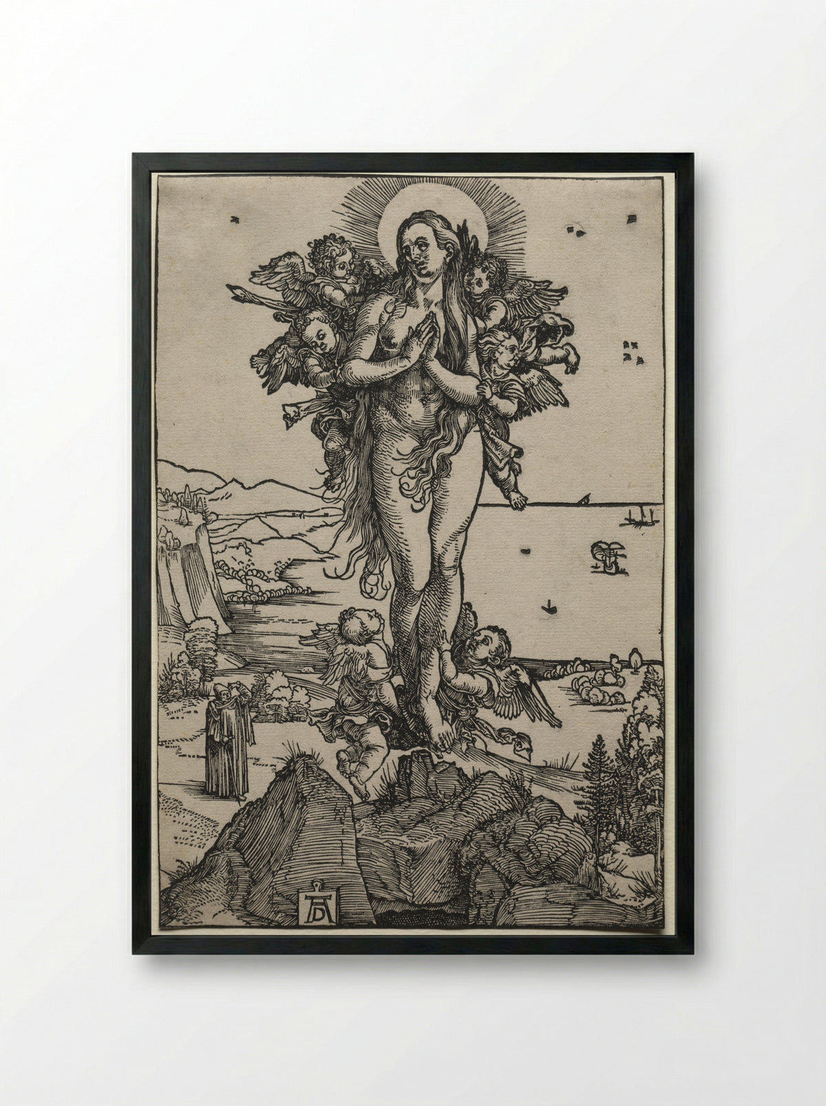 The Assumption of Mary Magdalene - Albrecht Dürer - Framed Print Black