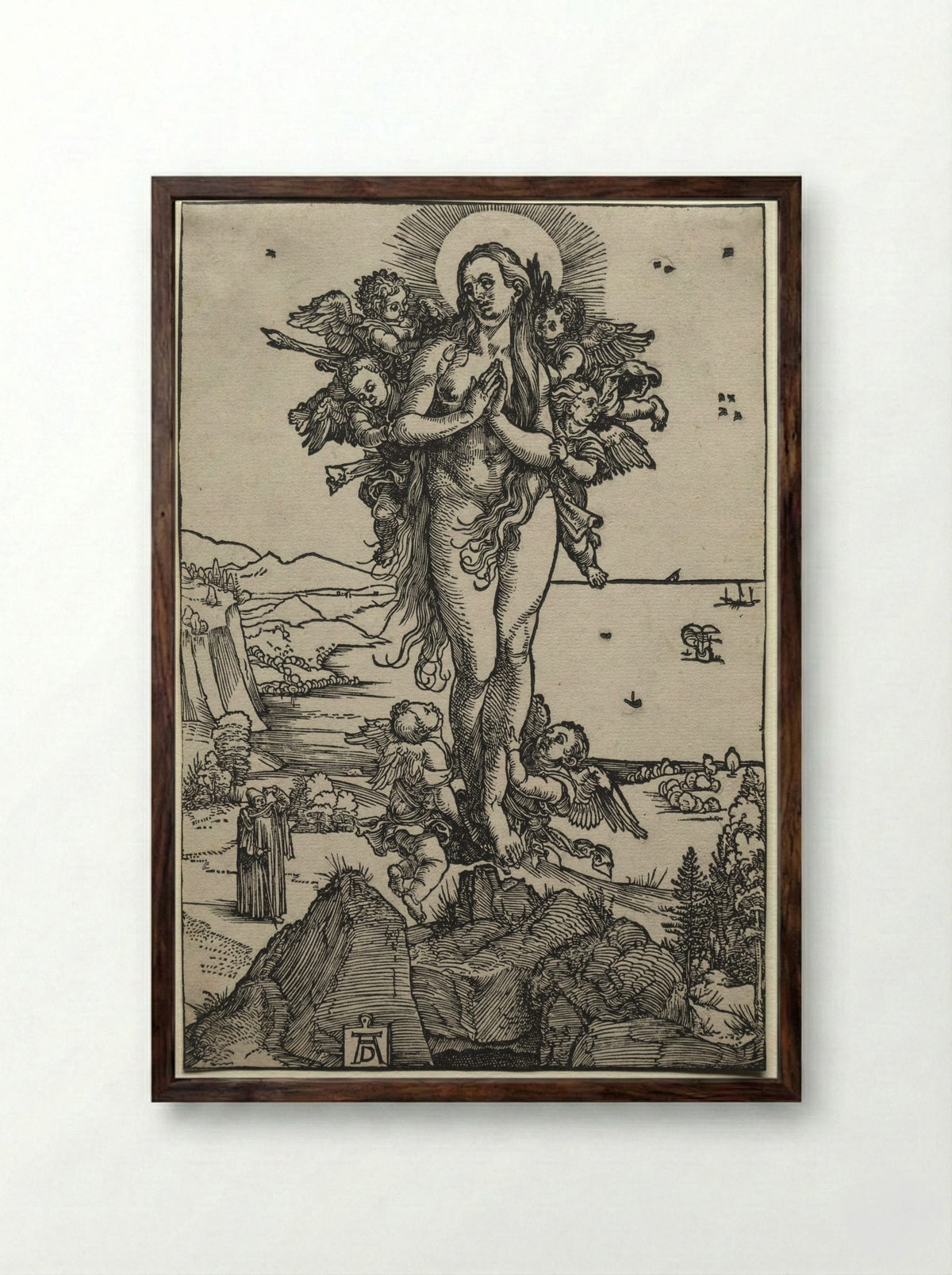 The Assumption of Mary Magdalene - Albrecht Dürer - Framed Print Dark Wood