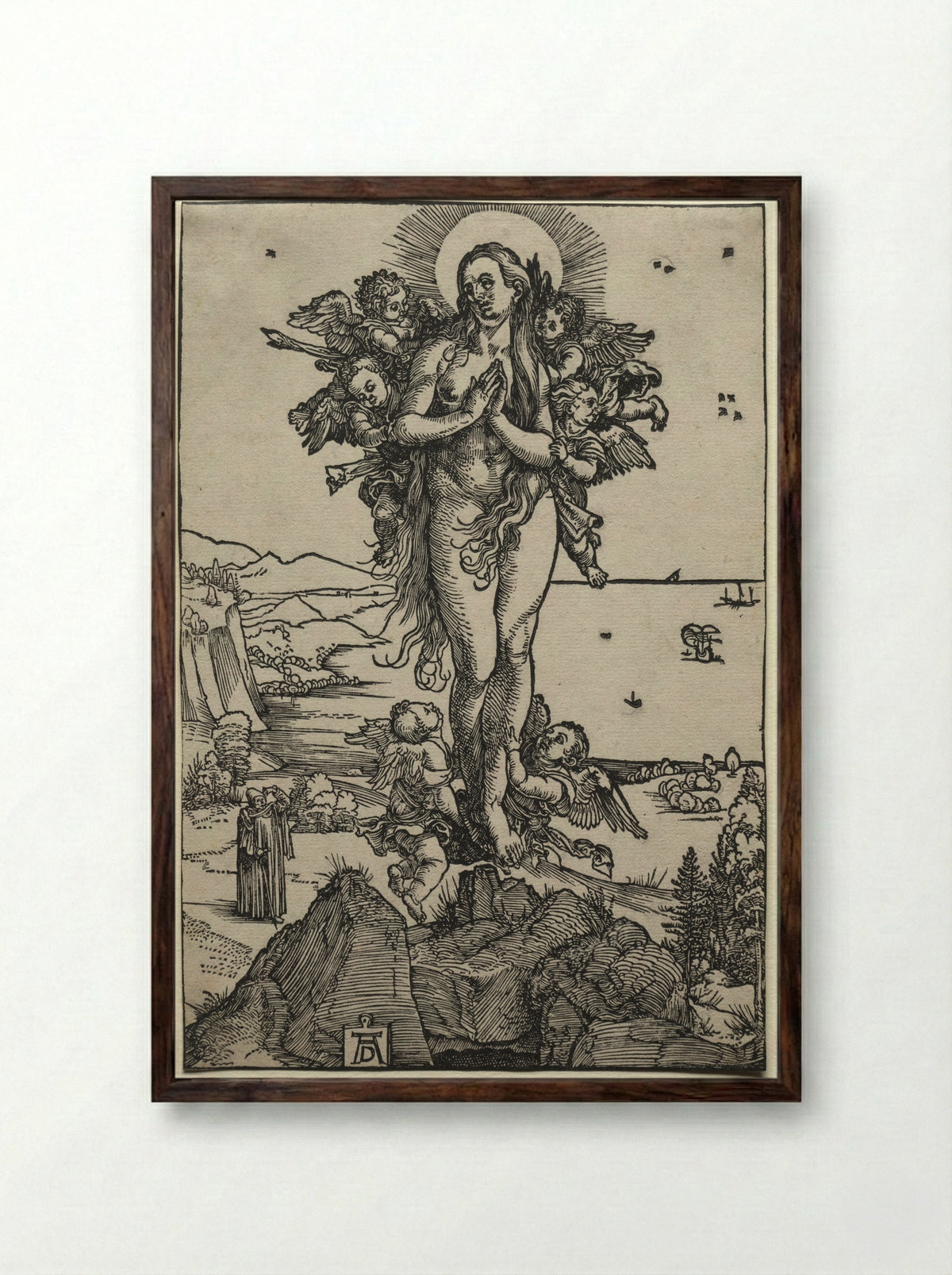 The Assumption of Mary Magdalene - Albrecht Dürer - Framed Print Dark Wood
