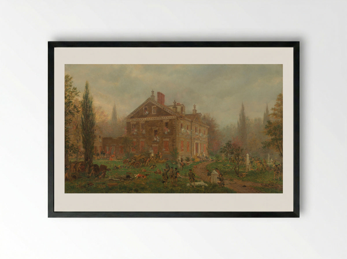 The Attack on Chew's House during the Battle of Germantown, 1777 - Edward Lamson Henry - Framed Print Black