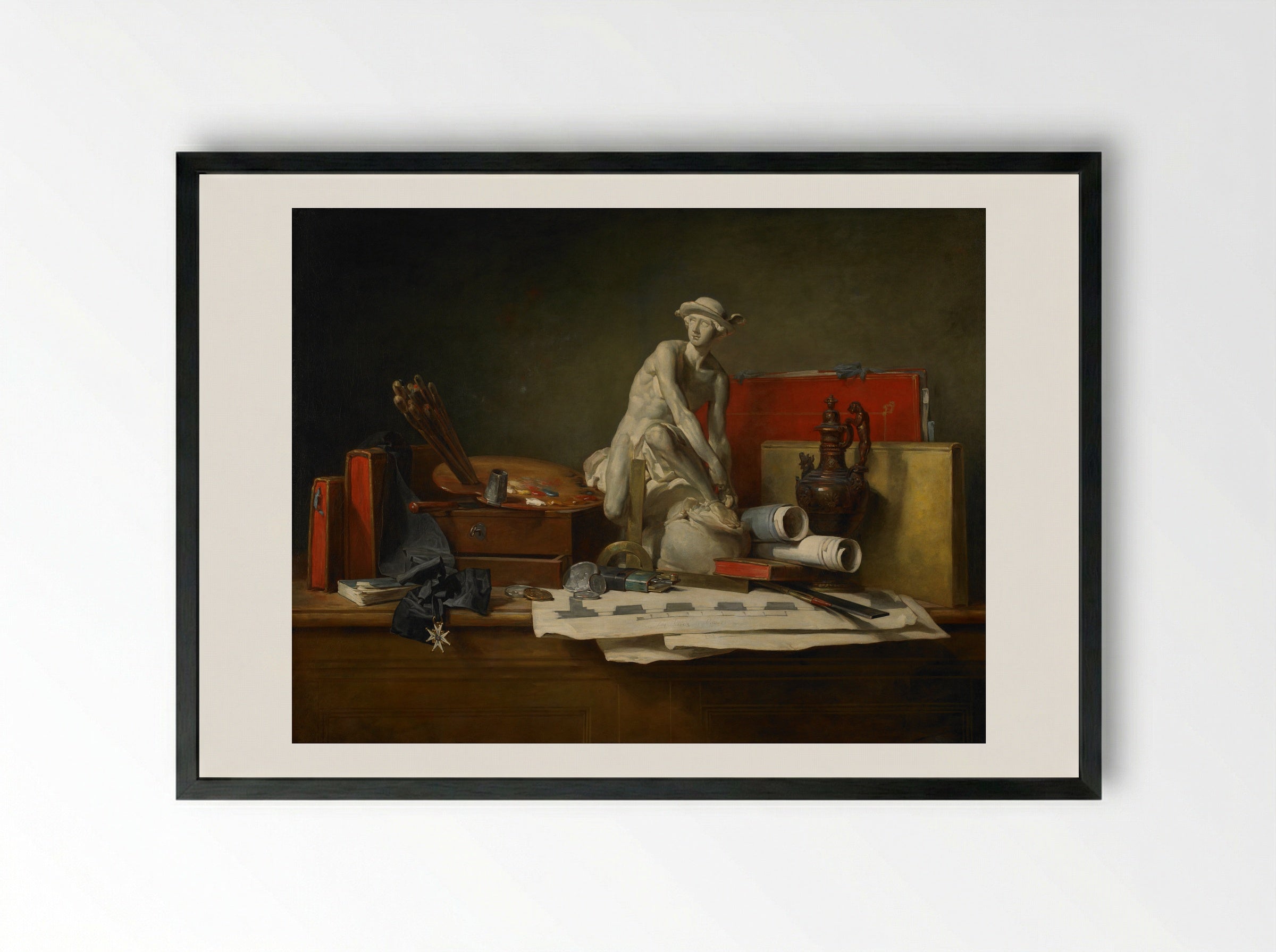 The Attributes of Art - Jean-Baptiste-Simeon Chardin - Framed Print Black