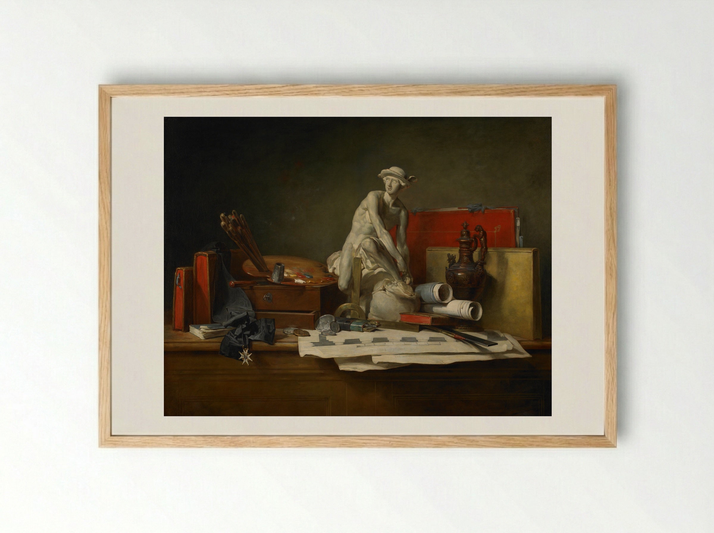 The Attributes of Art - Jean-Baptiste-Simeon Chardin - Framed Print Wood
