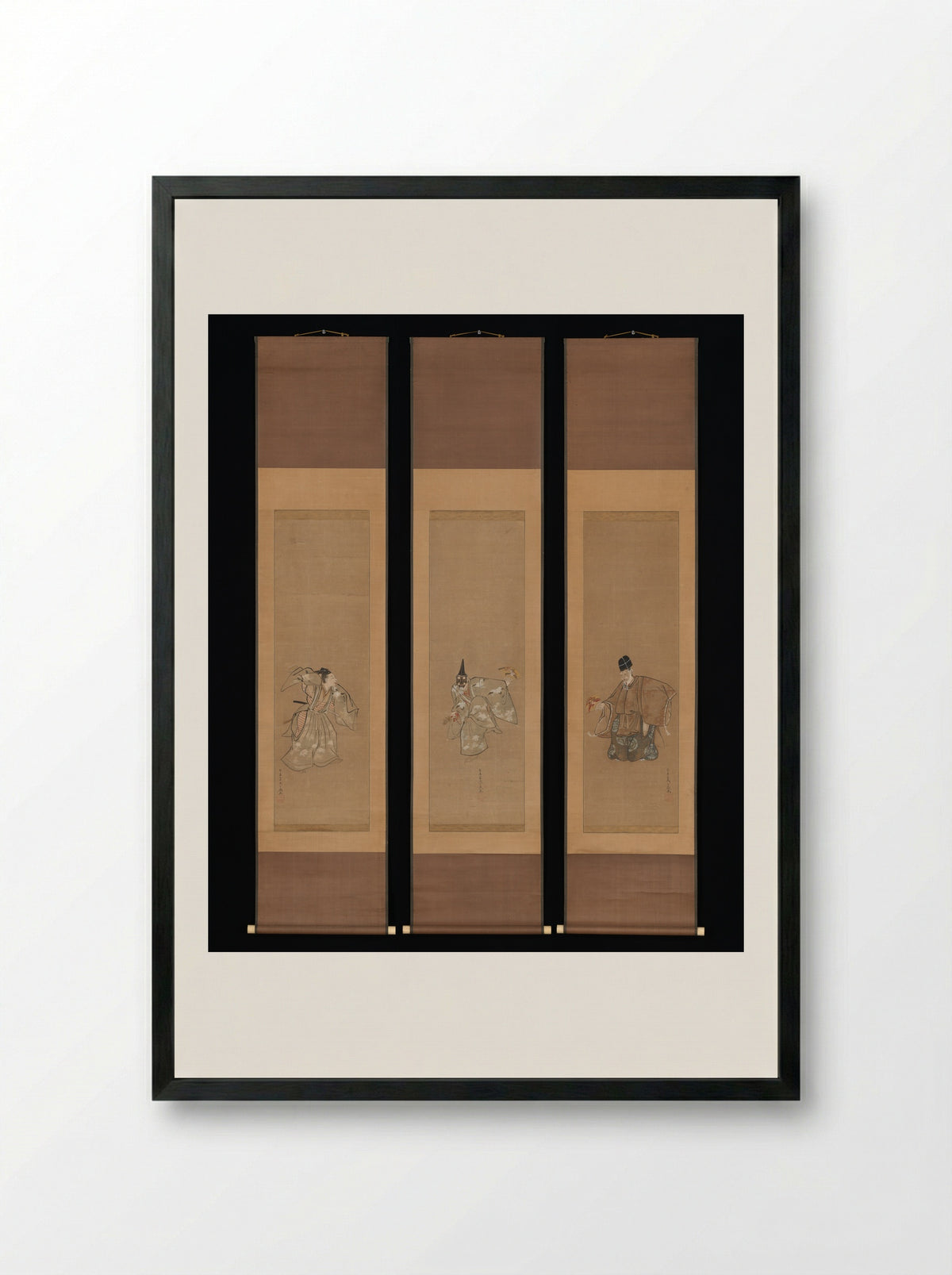 The Auspicious Noh Dance Okina - Toriyama Sekien - Framed Print Black