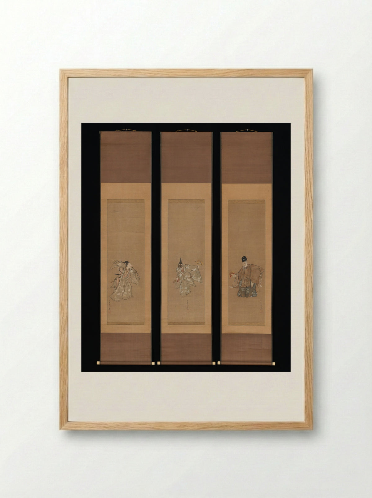 The Auspicious Noh Dance Okina - Toriyama Sekien - Framed Print Wood