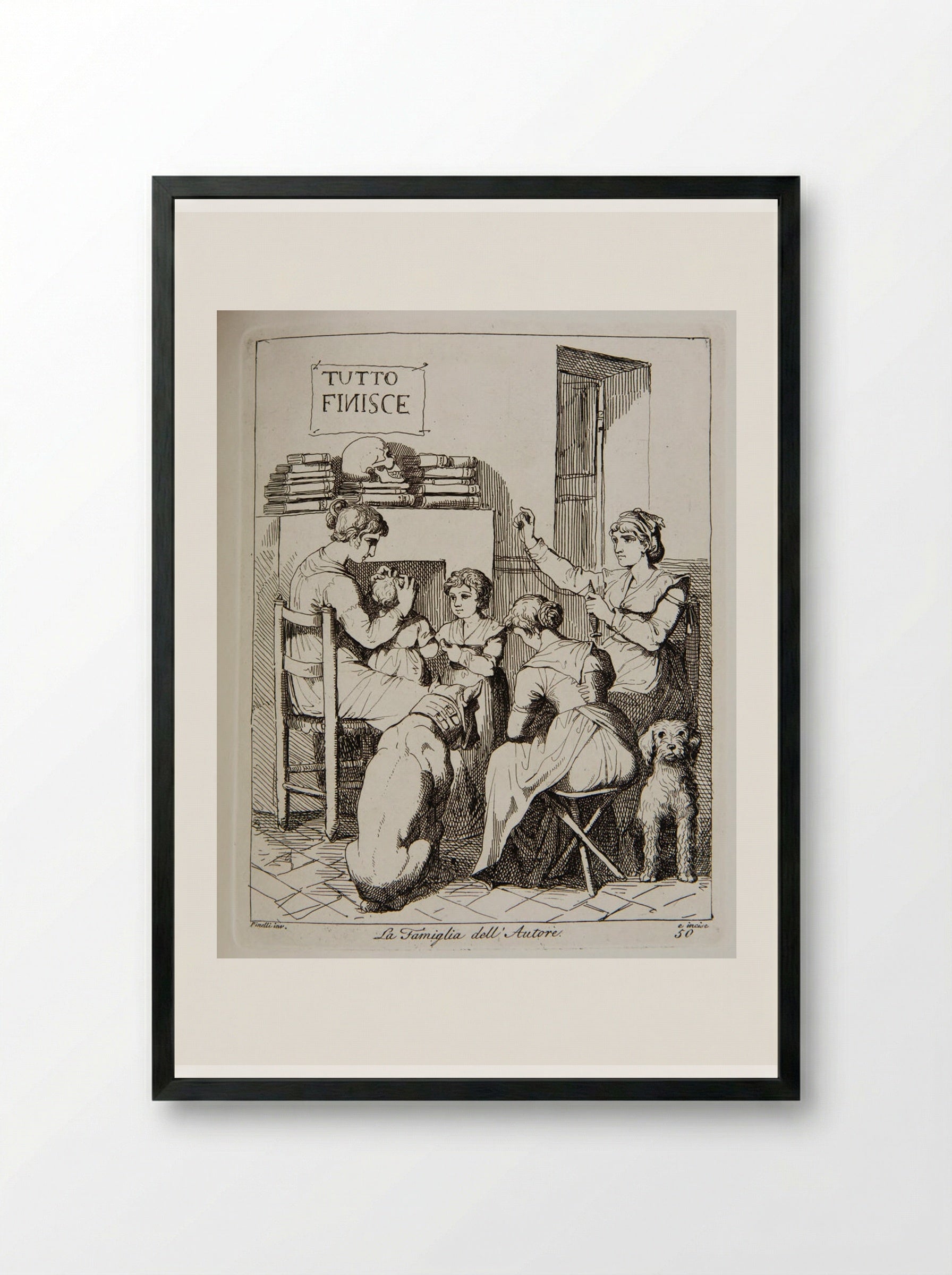 The Author's Family - Bartolomeo Pinelli - Framed Print Black