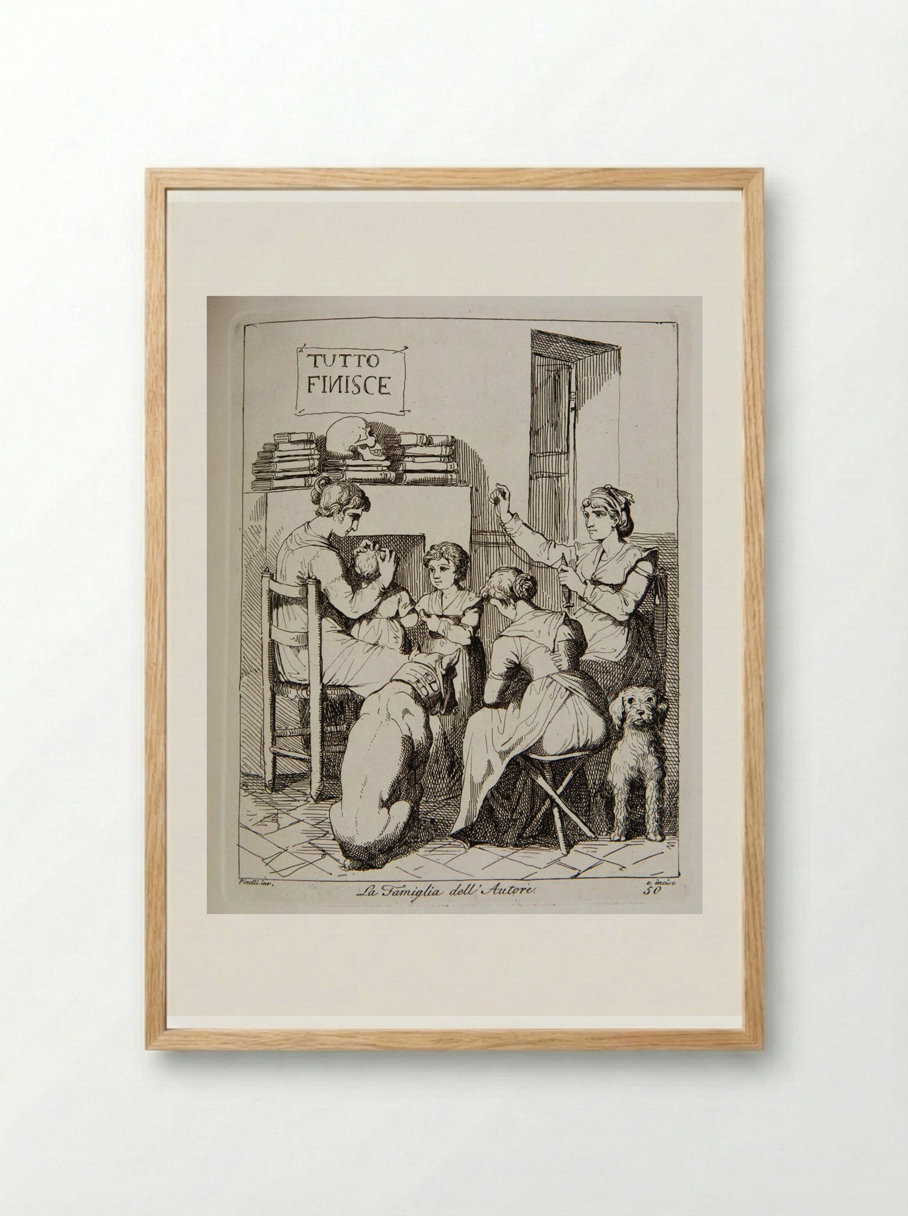 The Author's Family - Bartolomeo Pinelli - Framed Print Wood