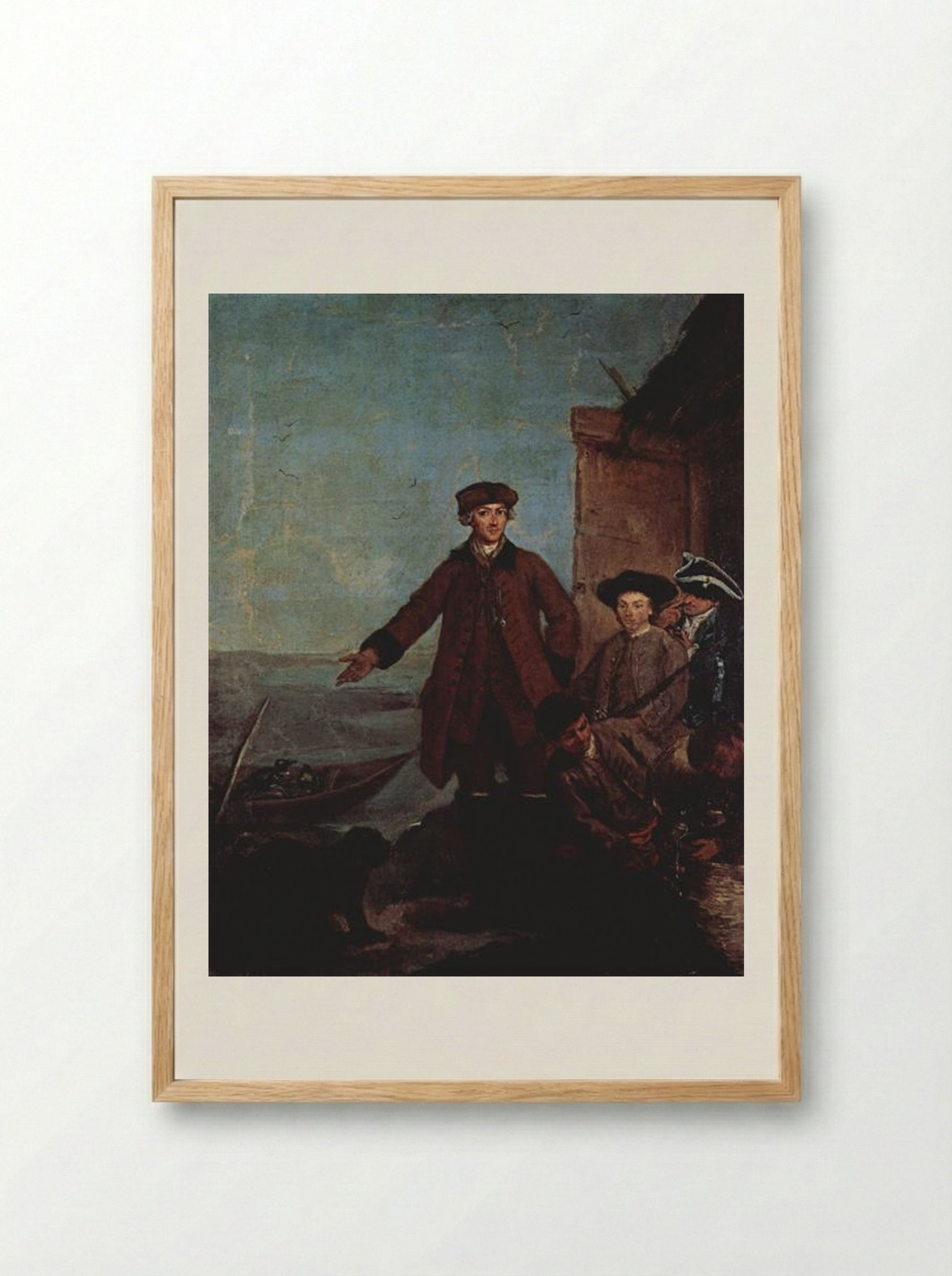 The Awakening for Hunting - Pietro Longhi - Framed Print Wood