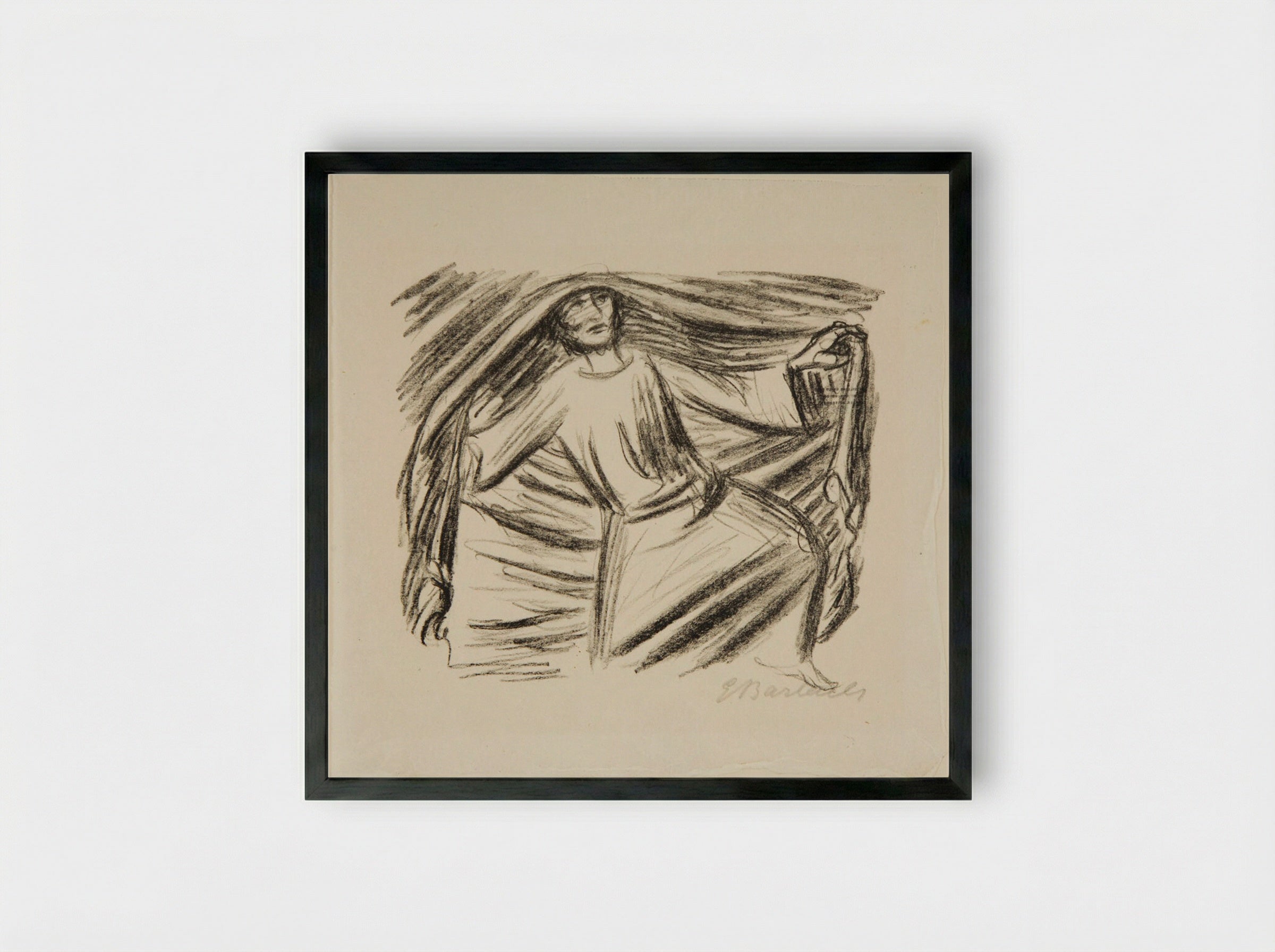 The Awakening - Ernst Barlach - Framed Print Black