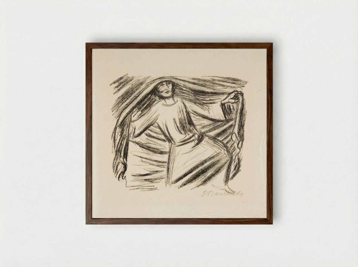 The Awakening - Ernst Barlach - Framed Print Dark Wood