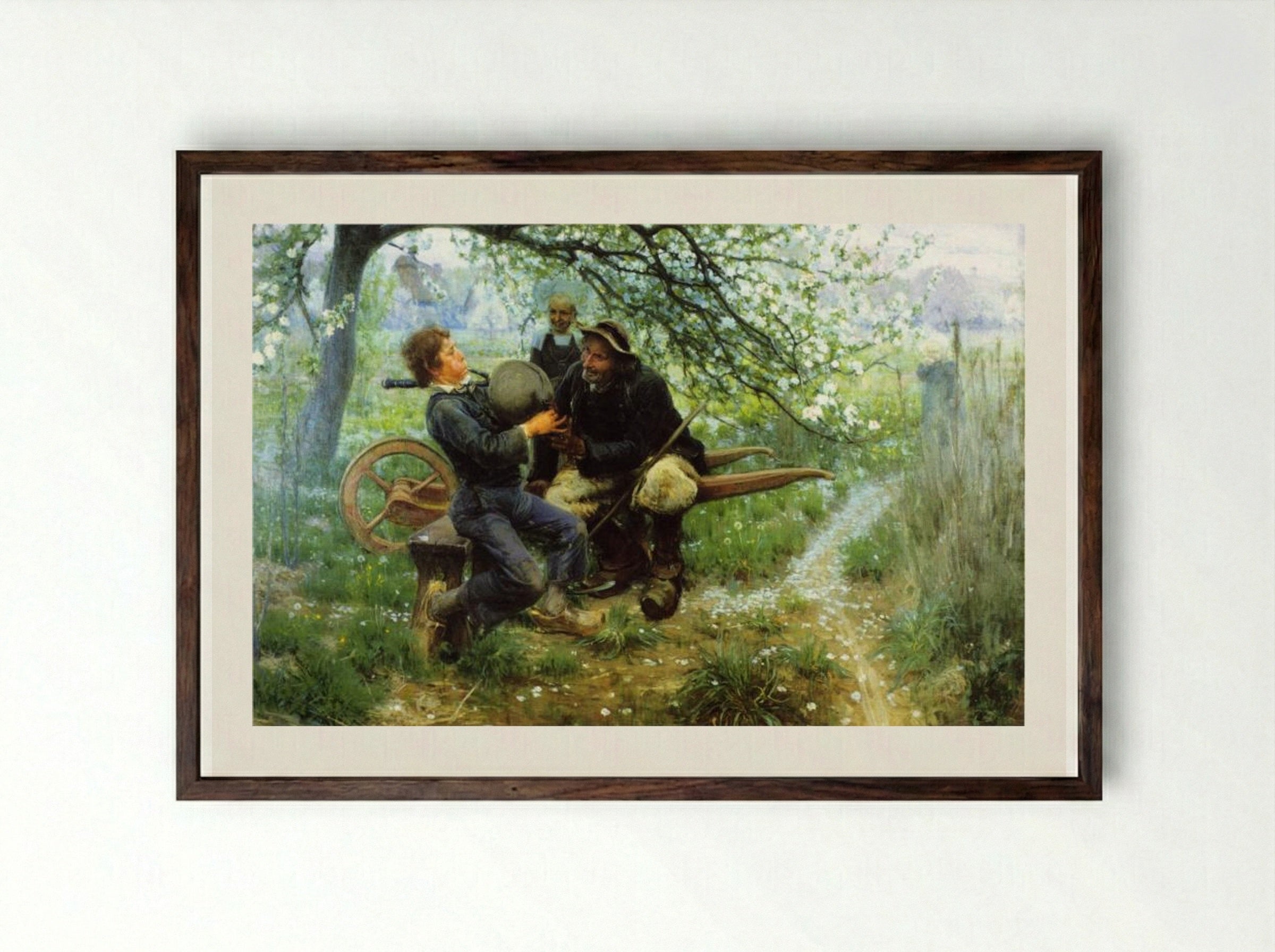 The Bagpipe Lesson - Henry Ossawa Tanner - Framed Print Dark Wood