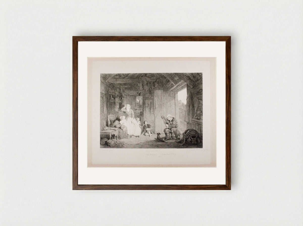 The Bagpiper - Edward Goodall - Framed Print Dark Wood