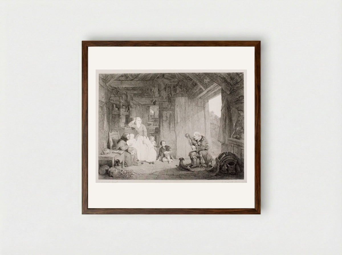 The Bagpiper - Edward Goodall - Framed Print Dark Wood
