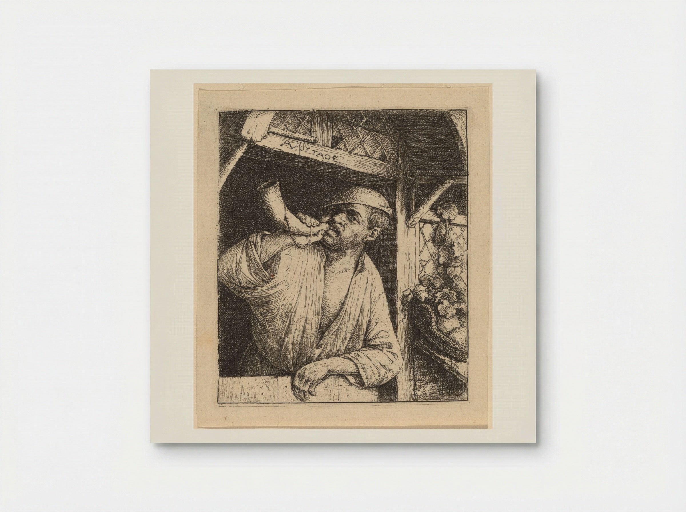 The Baker Sounding His Horn - Adriaen van Ostade - Poster