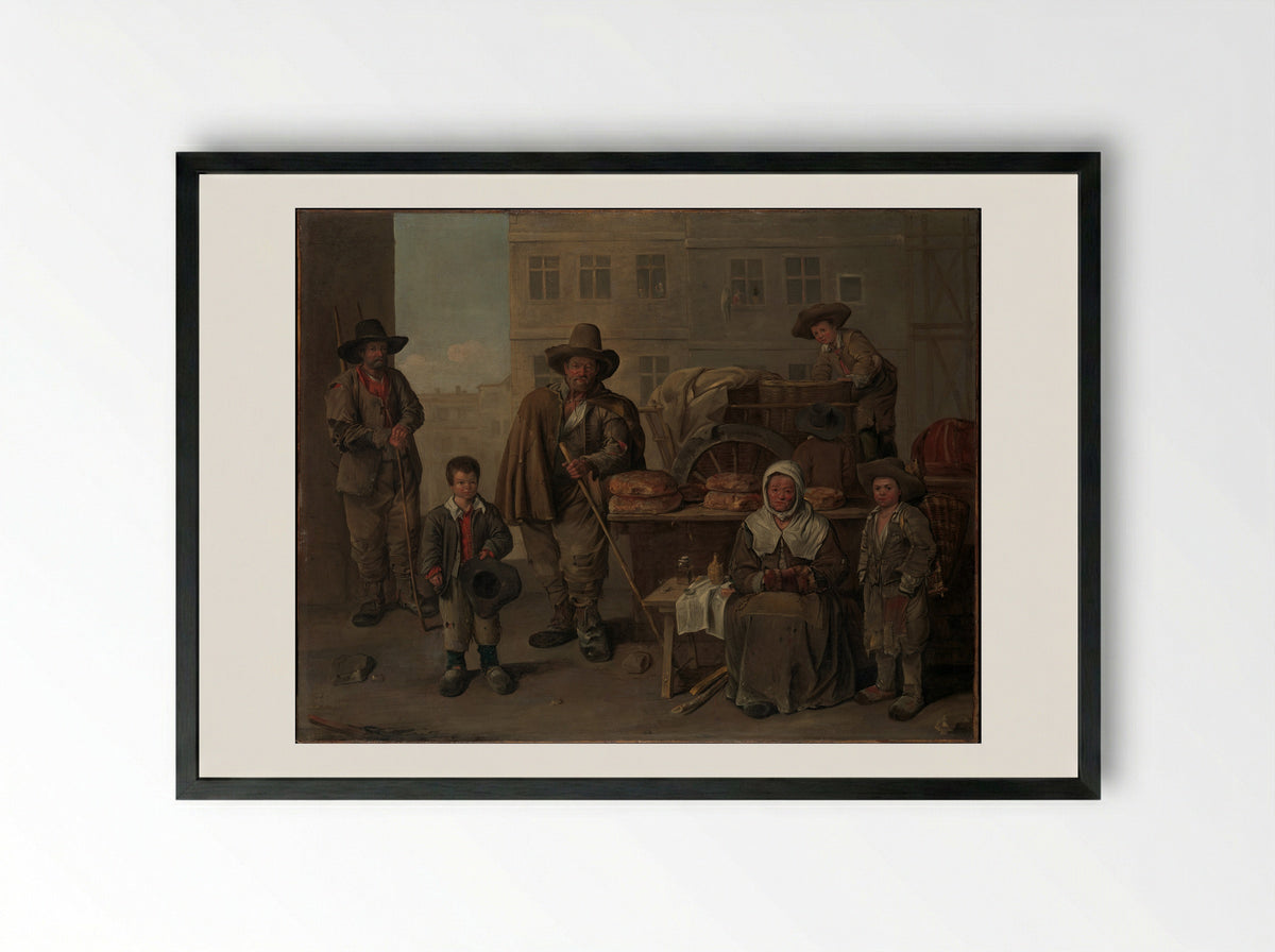 The Baker's Cart - Jean Michelin - Framed Print Black