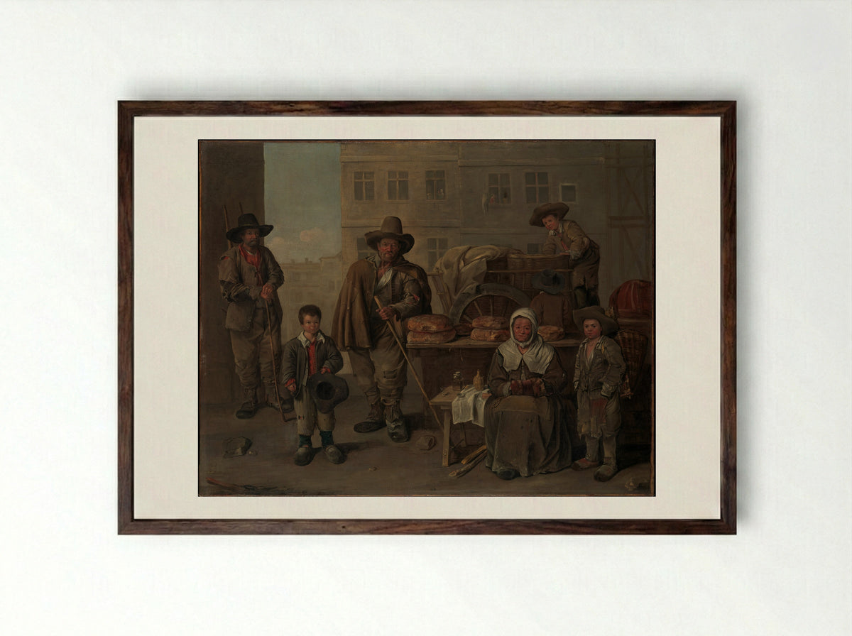 The Baker's Cart - Jean Michelin - Framed Print Dark Wood
