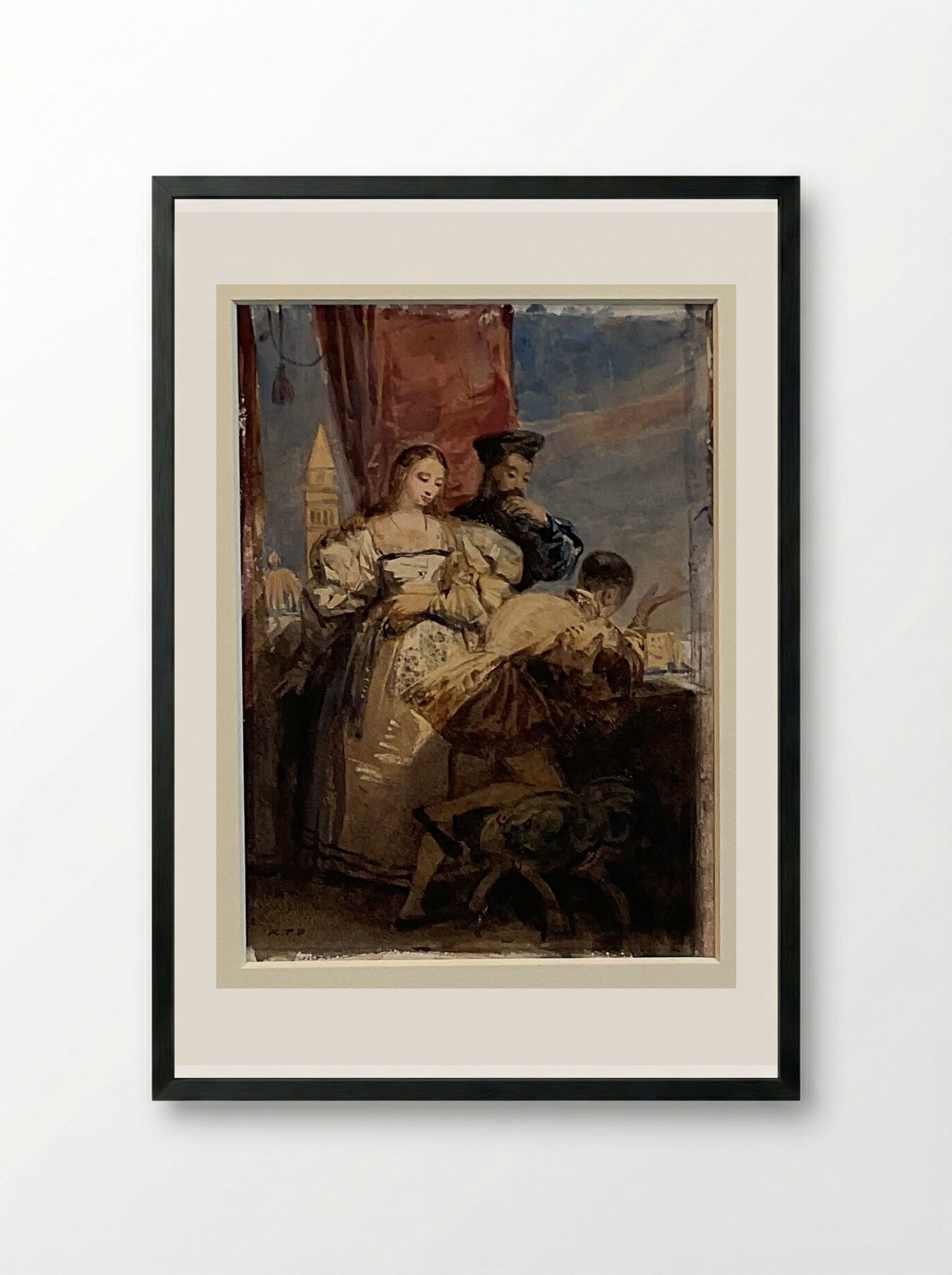 The Balcony, Venice - Richard Parkes Bonington - Framed Print Black