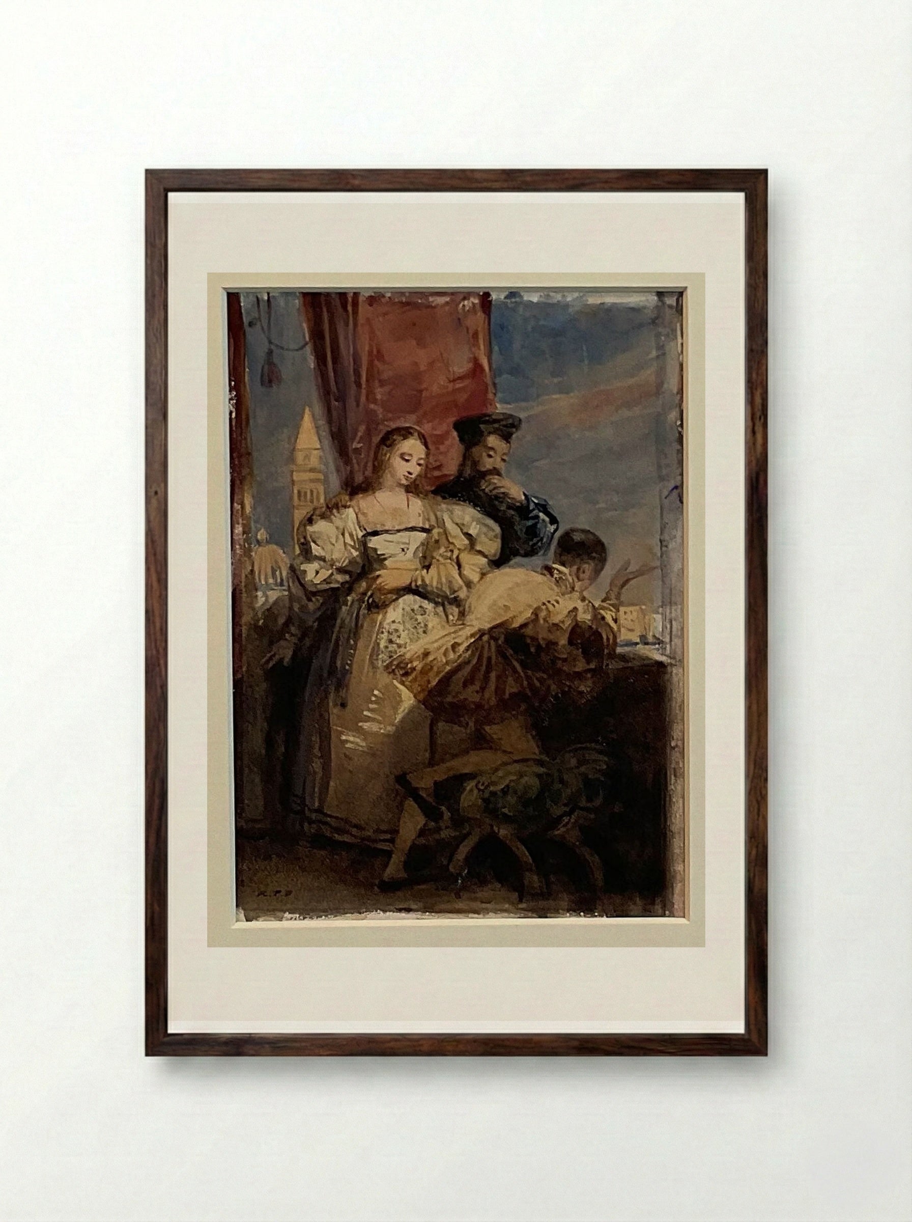 The Balcony, Venice - Richard Parkes Bonington - Framed Print Dark Wood