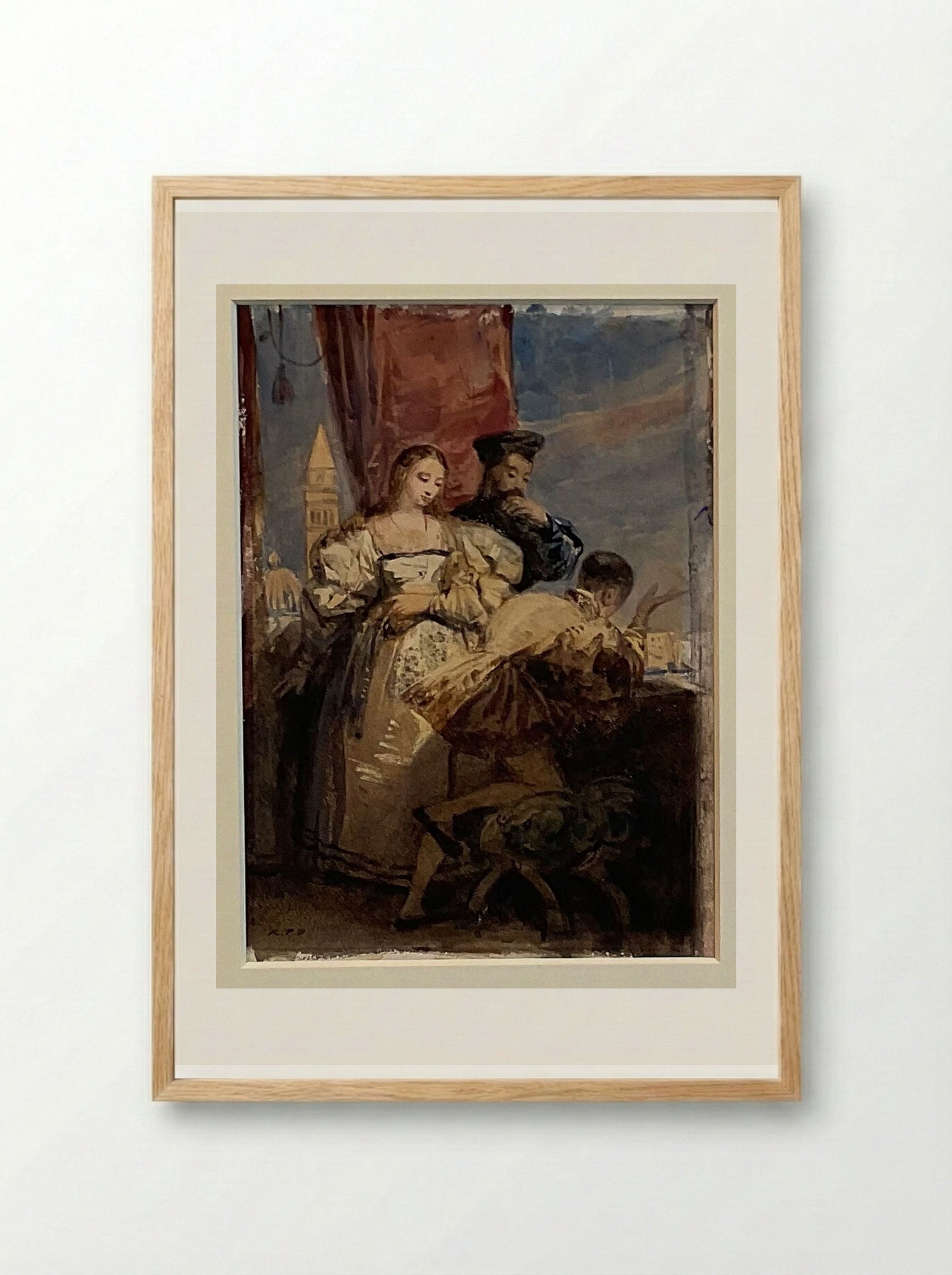 The Balcony, Venice - Richard Parkes Bonington - Framed Print Wood