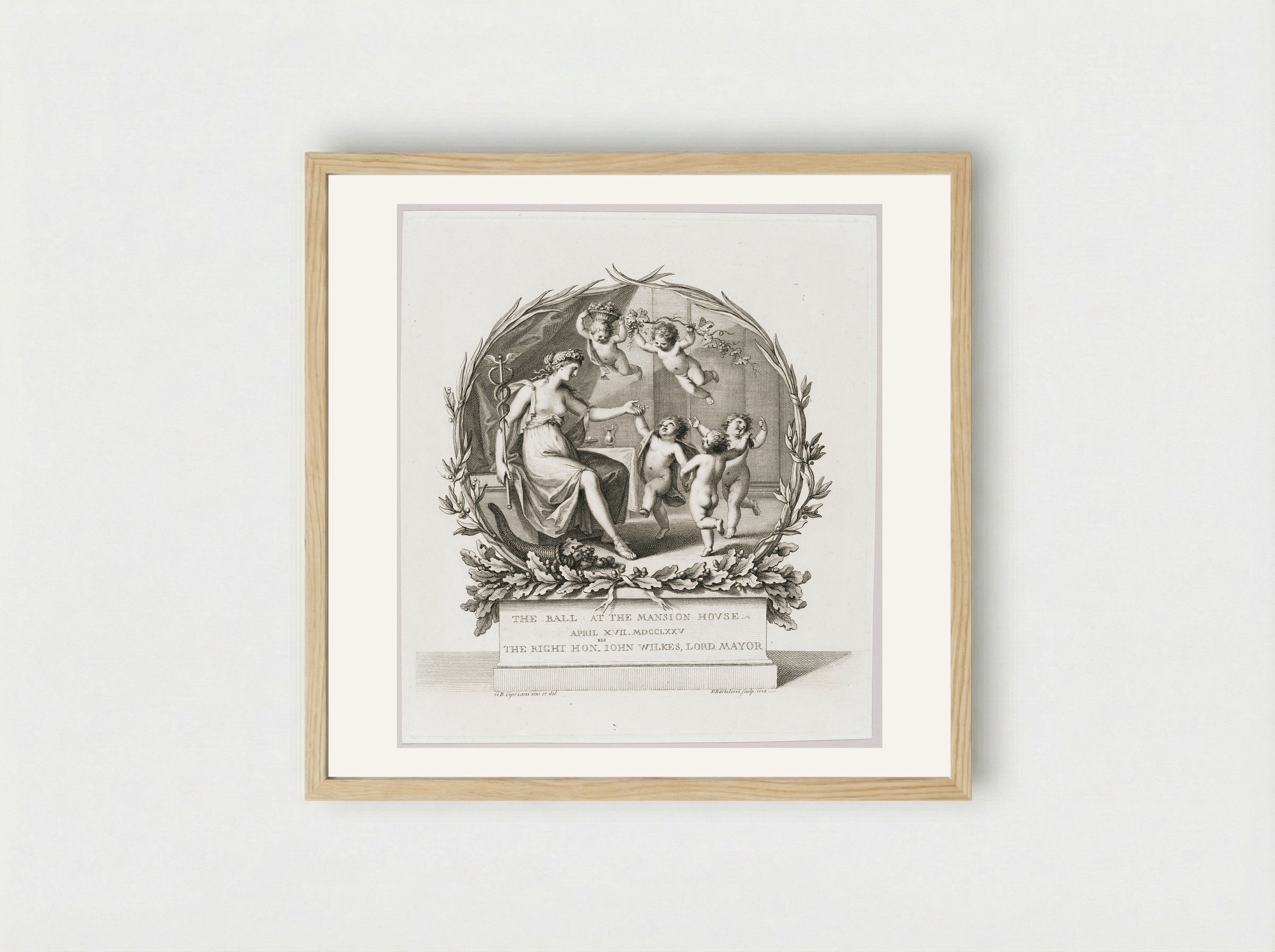 The Ball at the Mansion House April XVII, MDCCLXXV, The Right Honorable John Wilkes, Lord Mayor - Francesco Bartolozzi - Framed Print Wood