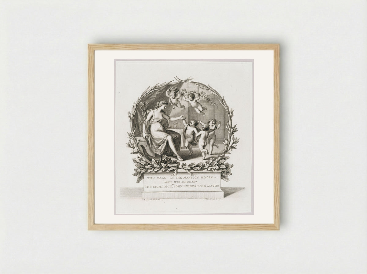 The Ball at the Mansion House April XVII, MDCCLXXV, The Right Honorable John Wilkes, Lord Mayor - Francesco Bartolozzi - Framed Print Wood