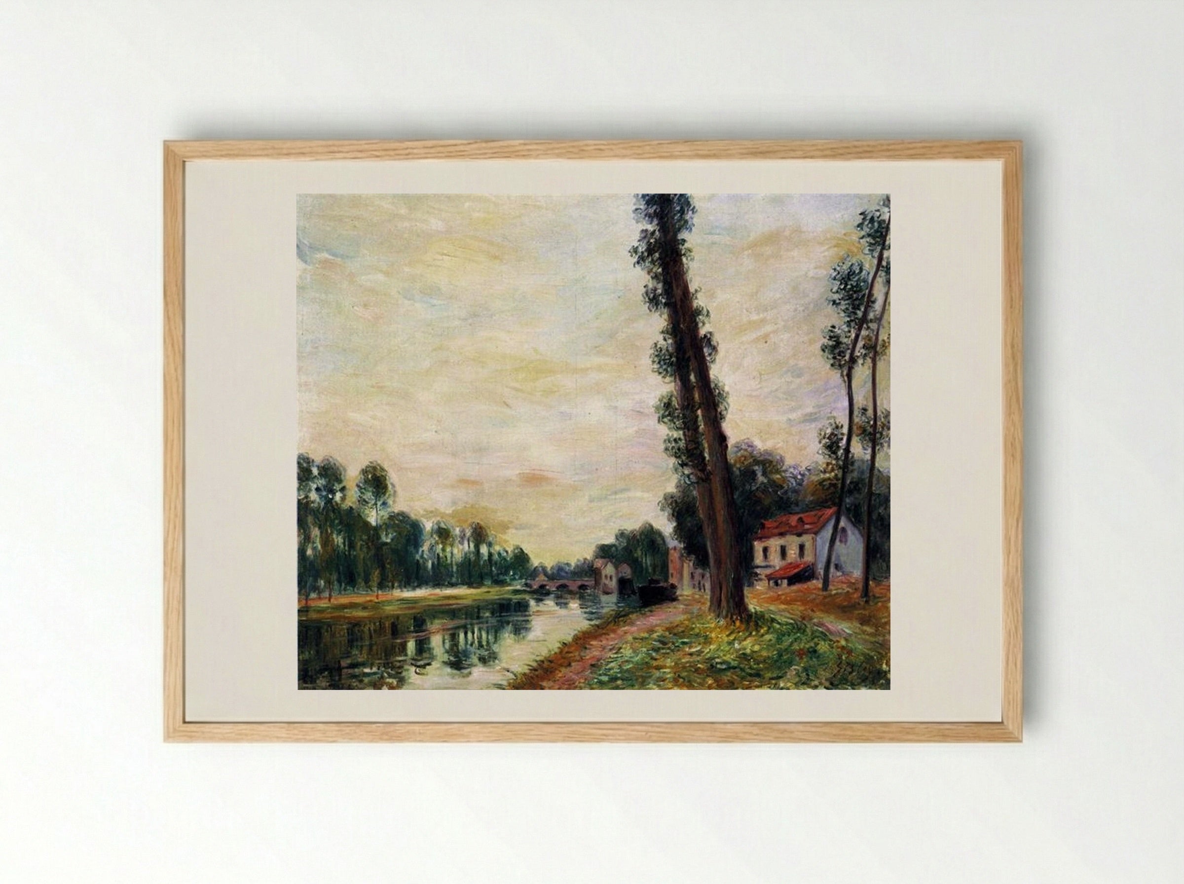 The Banks of the Loing - Alfred Sisley - Framed Print Wood