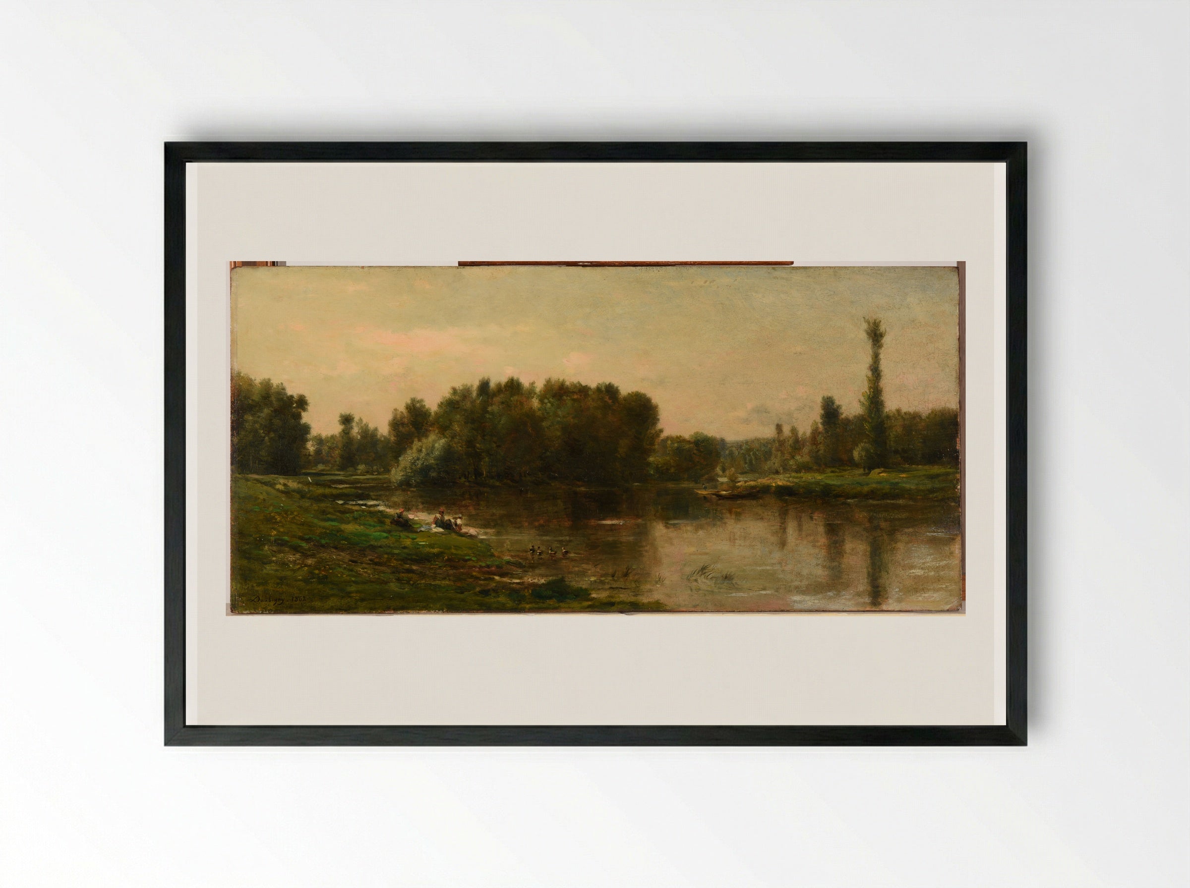 The Banks of the Oise - Charles-Francois Daubigny - Framed Print Black
