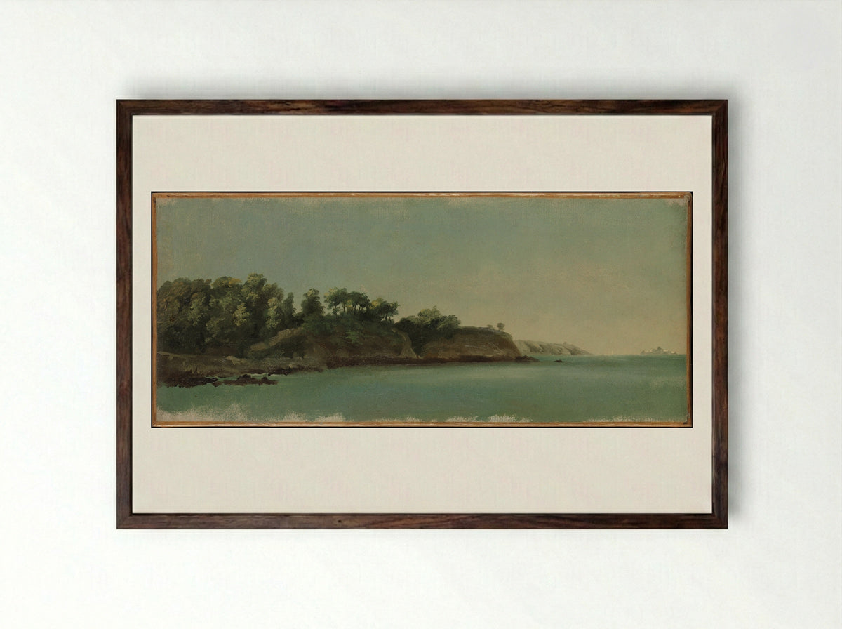 The Banks of the Rance, Brittany - Pierre-Henri de Valenciennes - Framed Print Dark Wood
