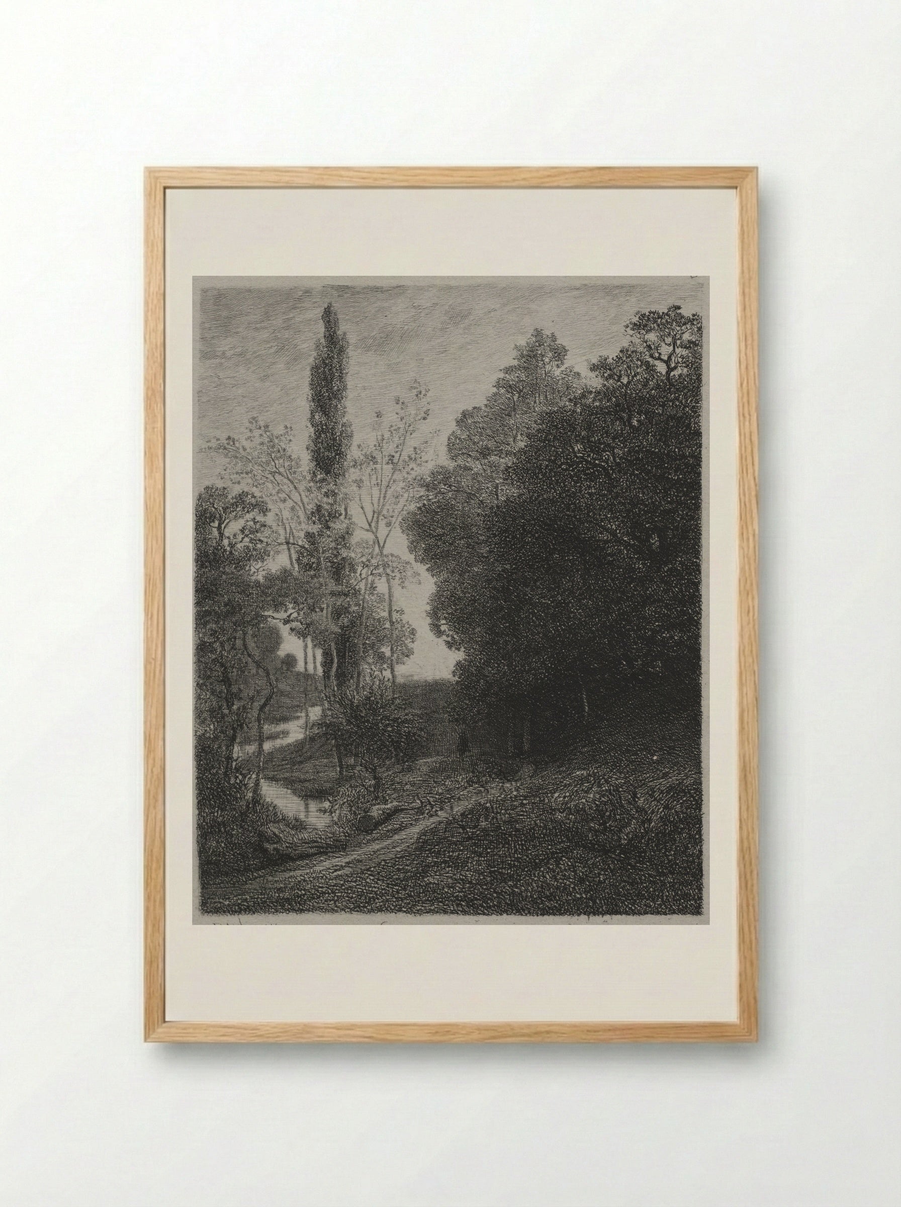 The Banks of the River - Charles-Francois Daubigny - Framed Print Wood