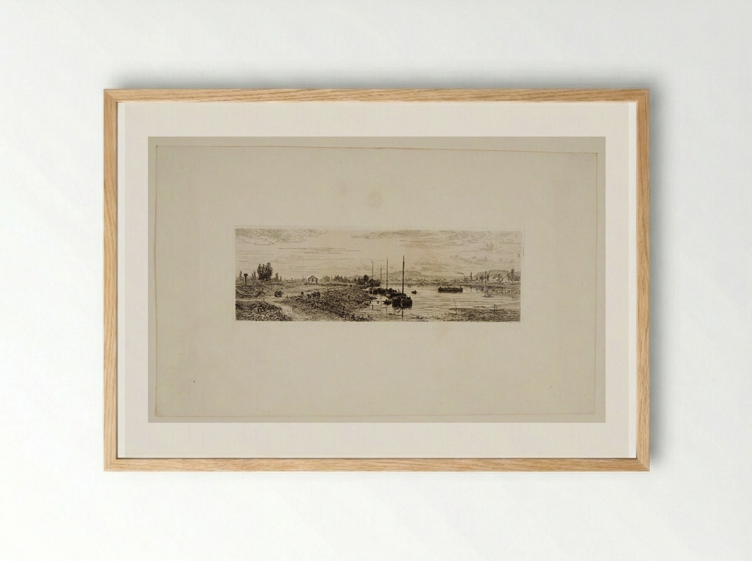 The Banks of the Seine Near Argenteuil - Maxime Lalanne - Framed Print Wood