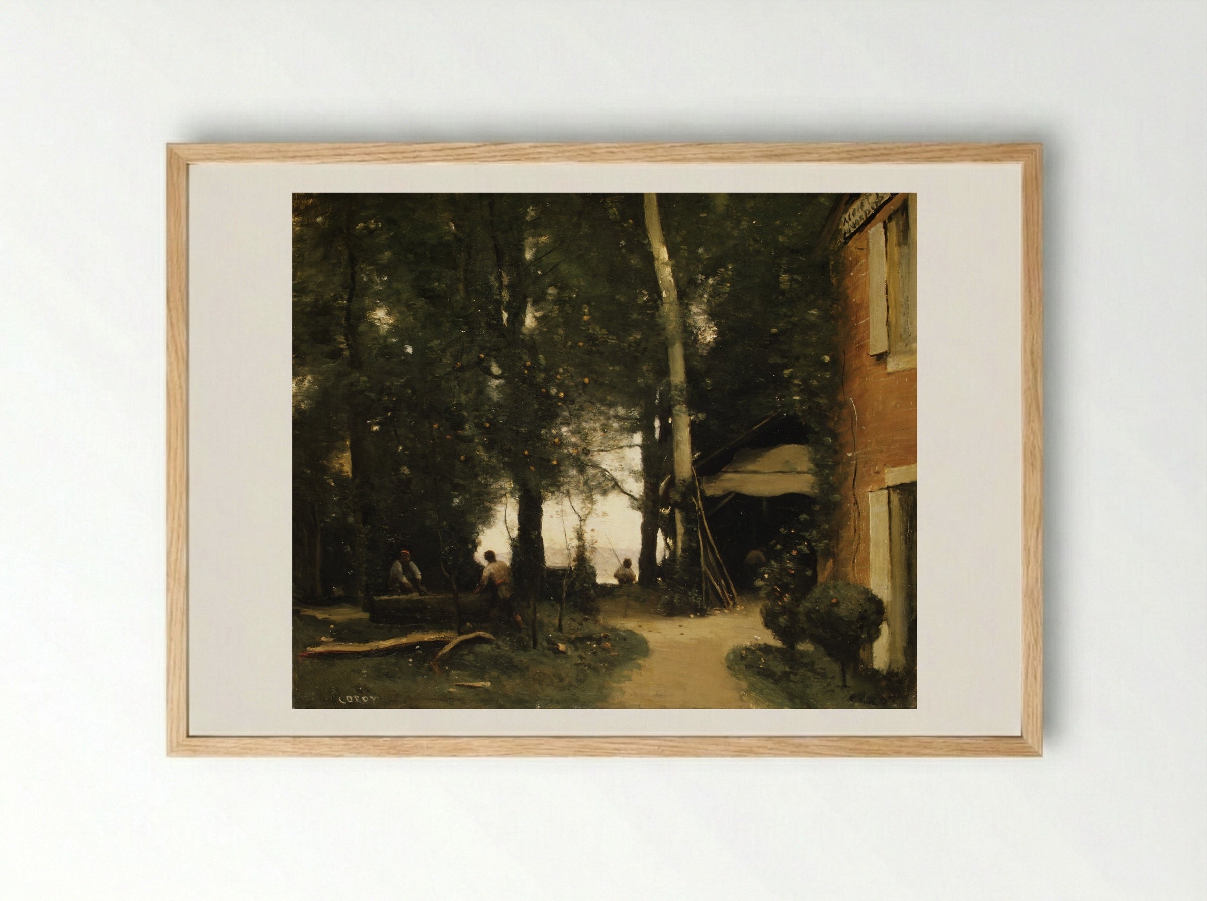 The Banks of the Seine at Conflans - Camille Corot - Framed Print Wood